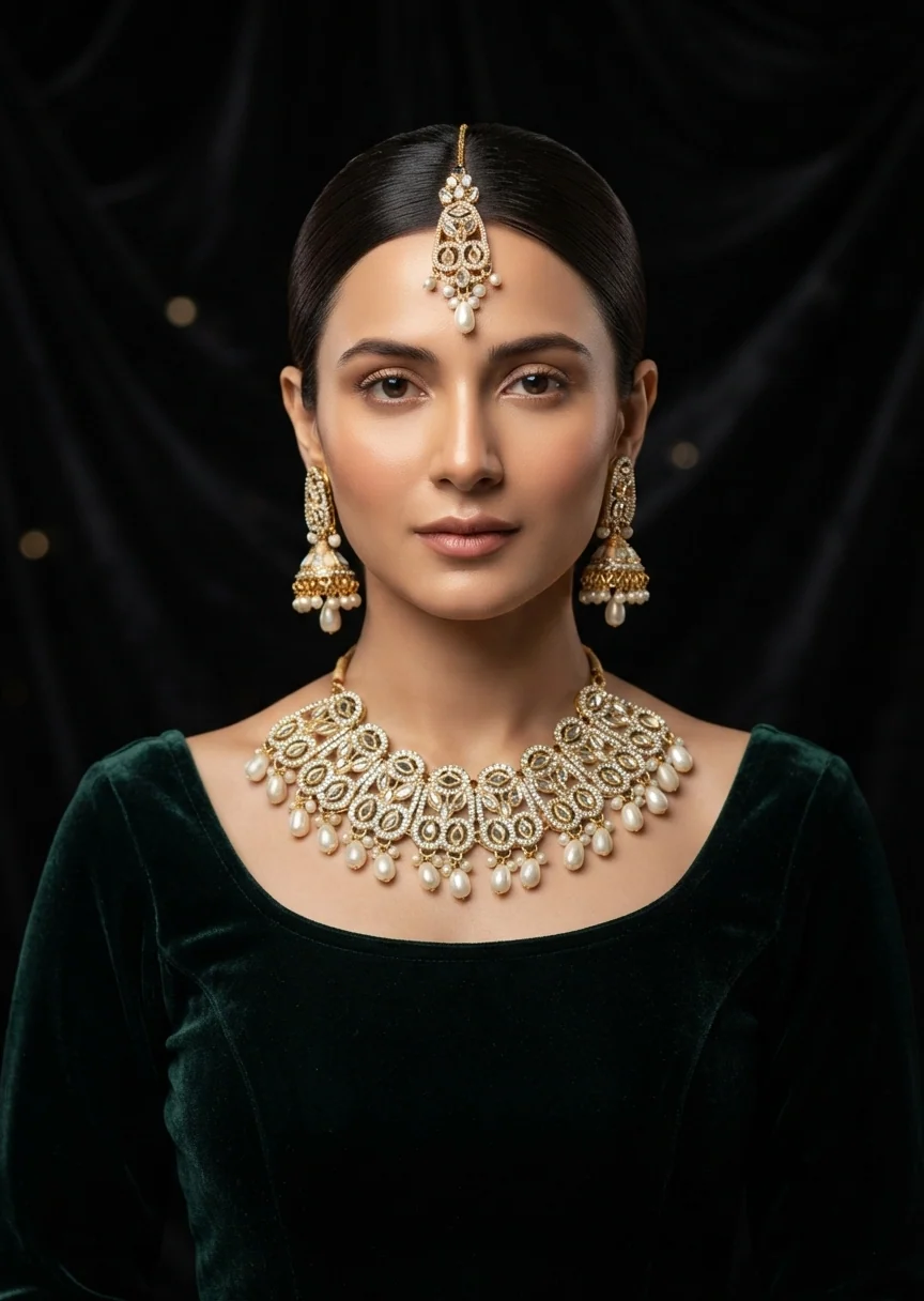 Jewelry Set in Gold, white Color by - Trendy Women Jewelry Set KGV0011 - view 3