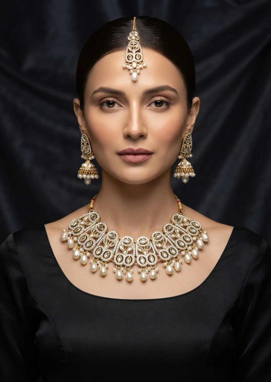 Jewelry Set in Gold, white Color by - Trendy Women Jewelry Set KGV0011 - jewelry sets for women at ShoplyHub