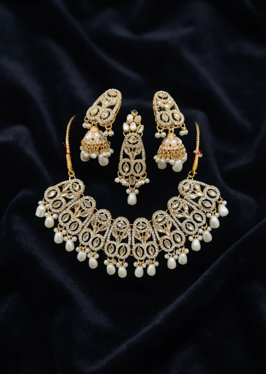 Jewelry Set in Gold, white Color by - Trendy Women Jewelry Set KGV0011 - view 2