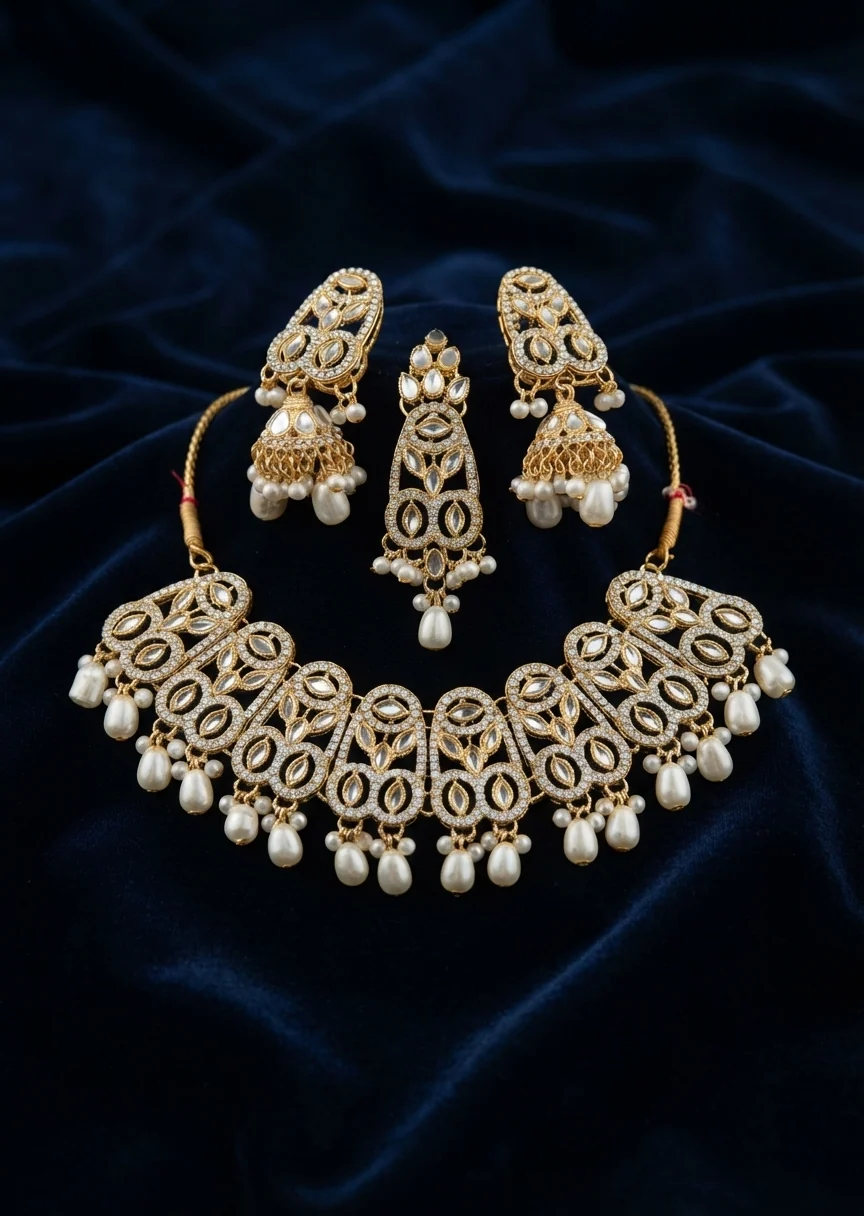 Jewelry Set in Gold, white Color by - Trendy Women Jewelry Set KGV0011 - view 4