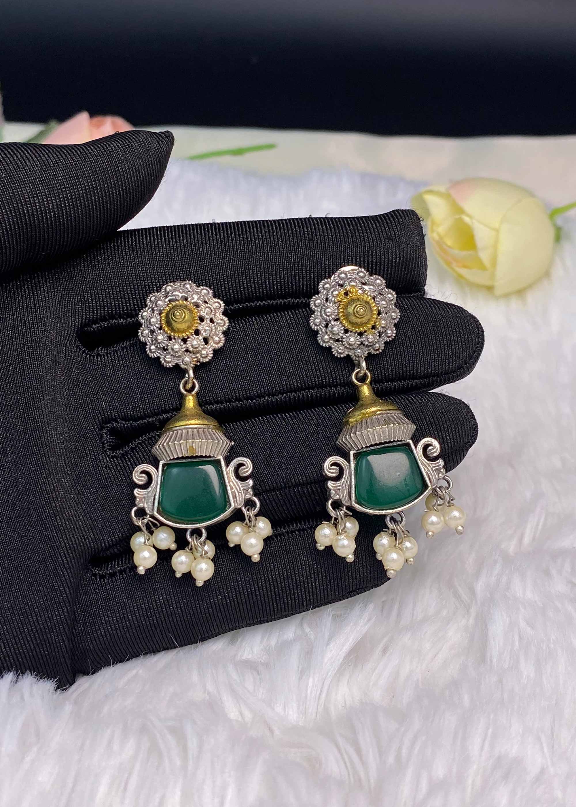 Earrings in Green Color by - Trendy Women Earrings MDR5958 - view 4