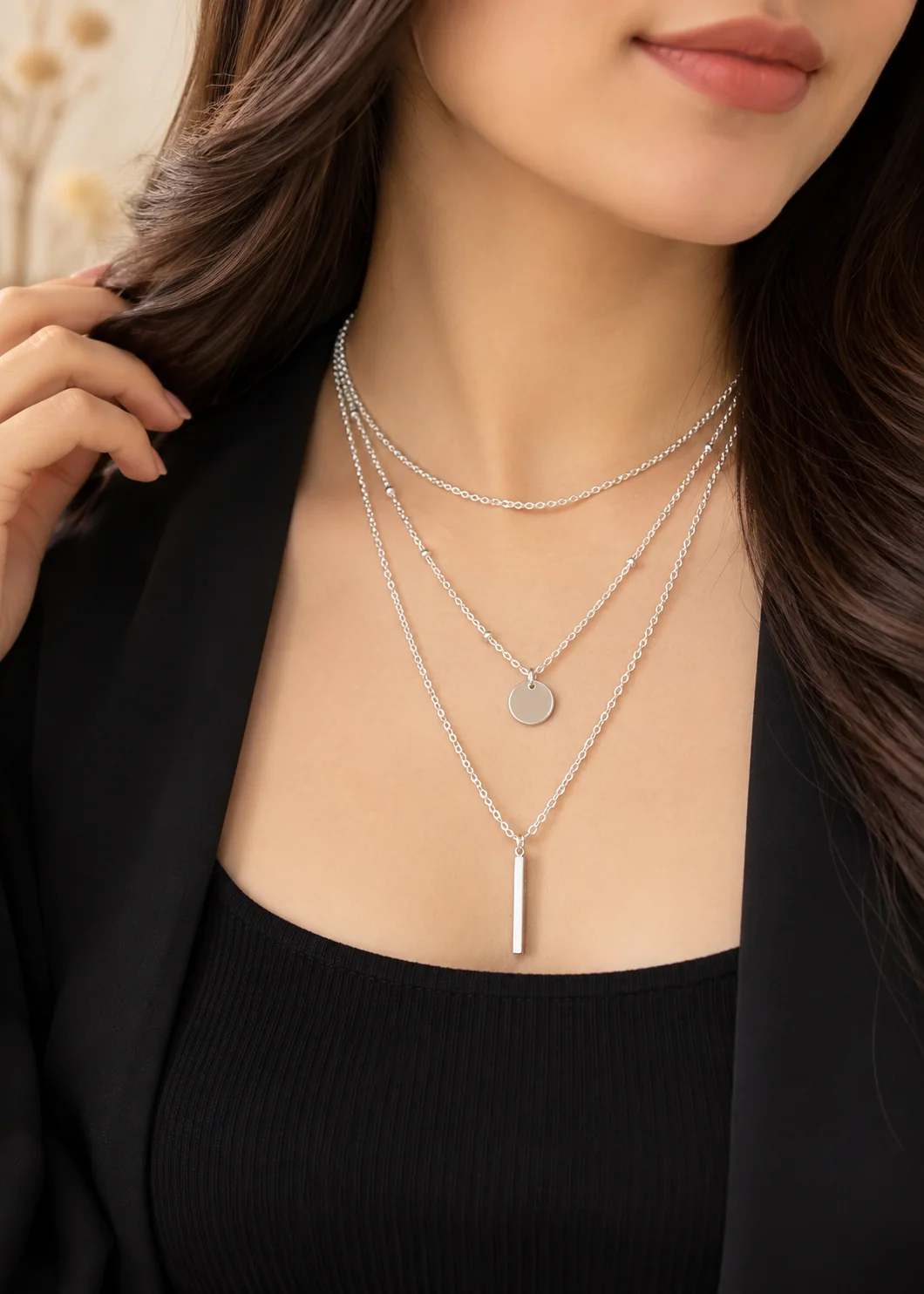 Necklace in Silver Color by - Trendy Women Necklace WYS1798 - view 2