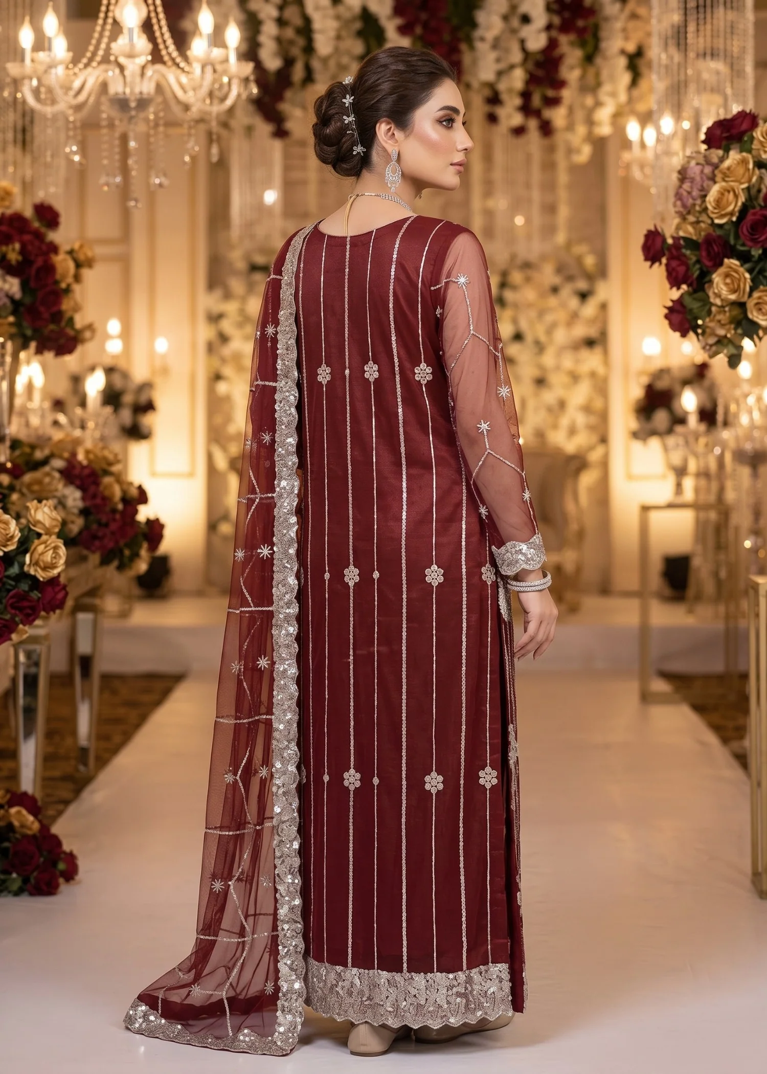 net Unstitched in Maroon - view 3