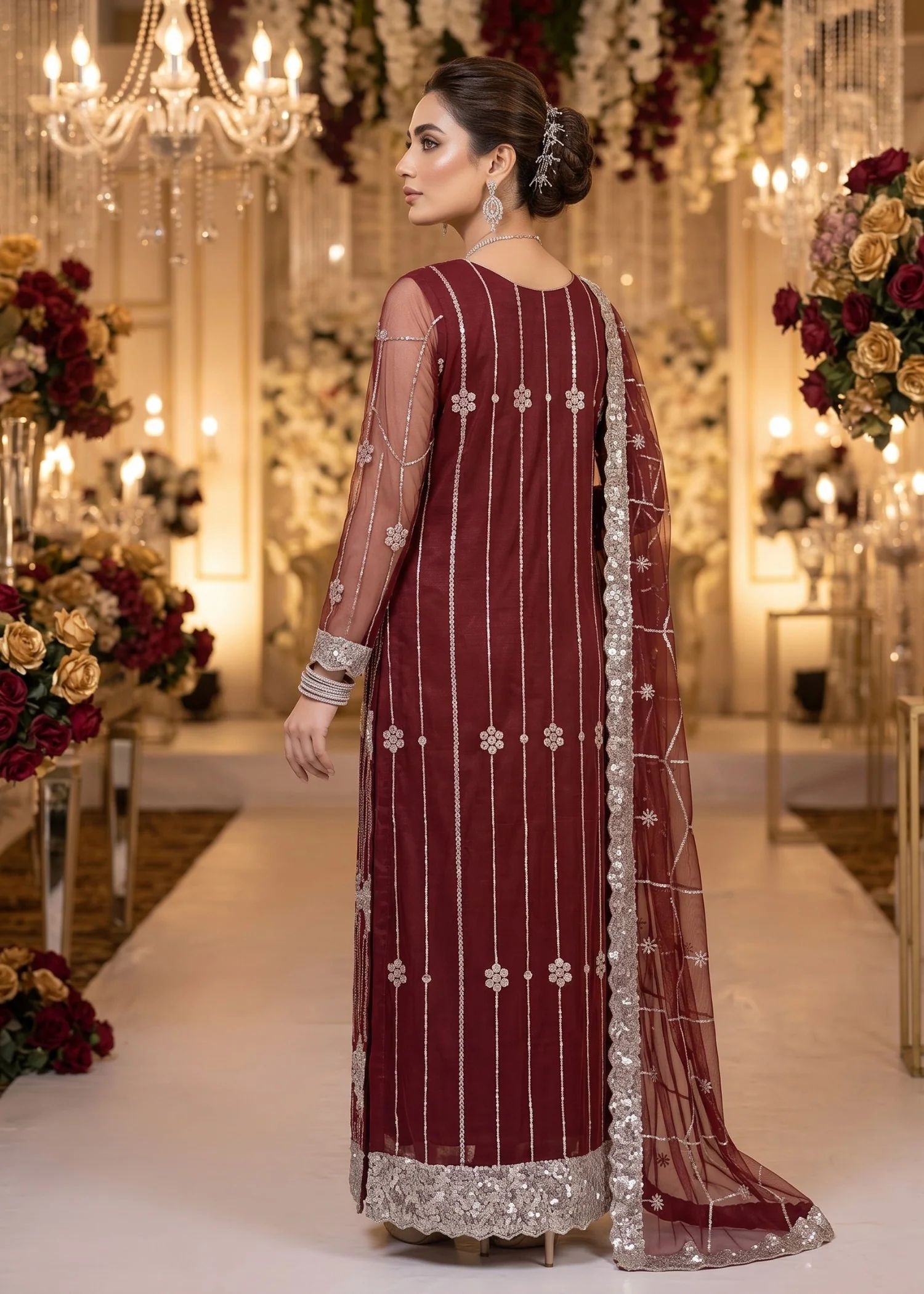 net Unstitched in Maroon - view 4