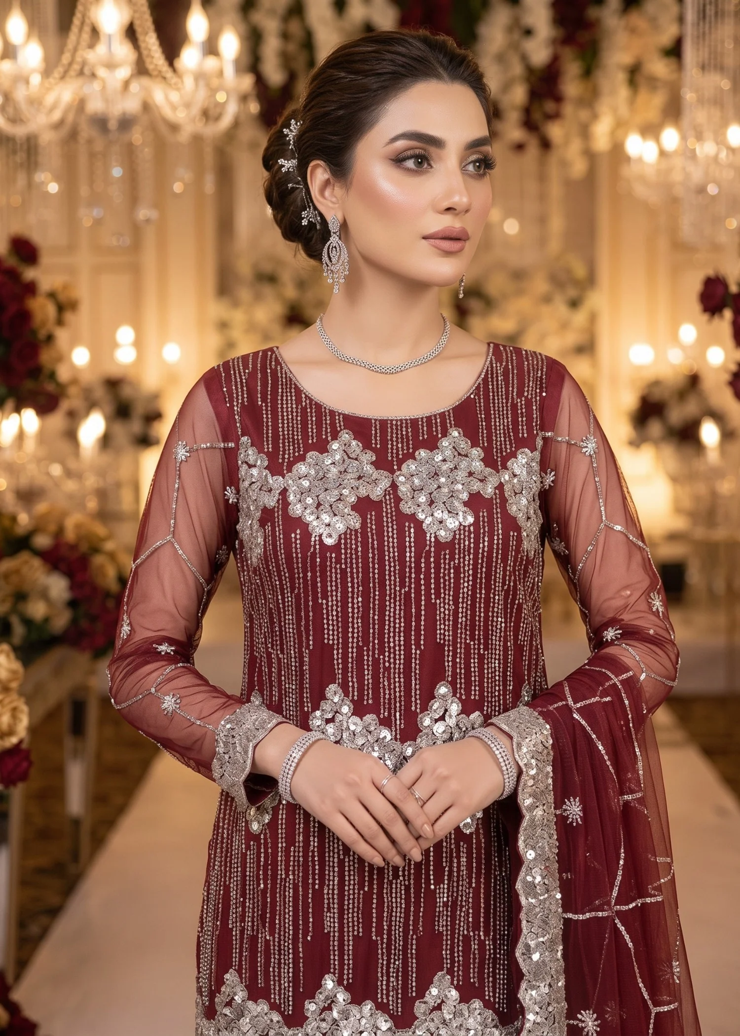net Unstitched in Maroon - view 6