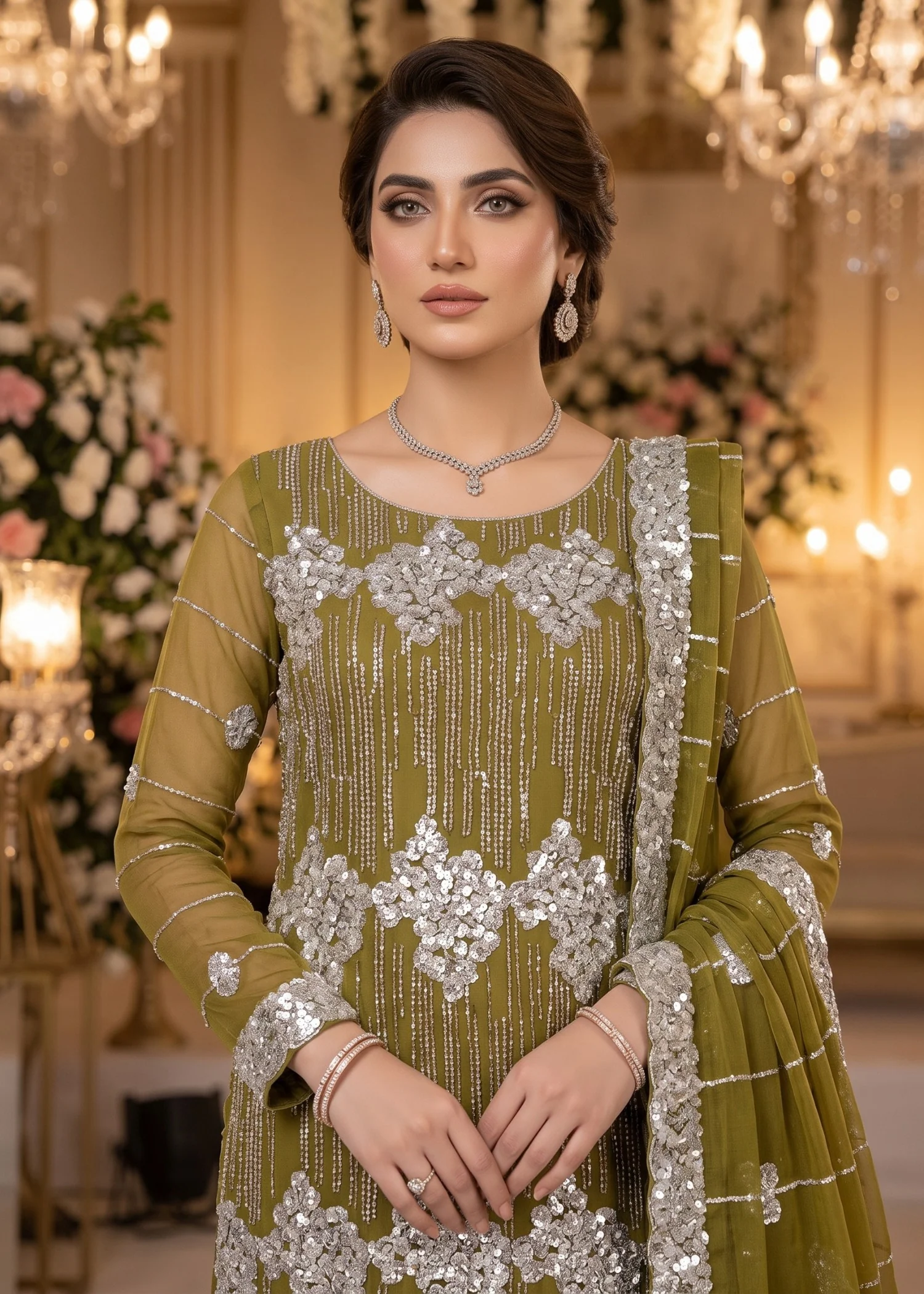 net Unstitched in Olive green - view 3