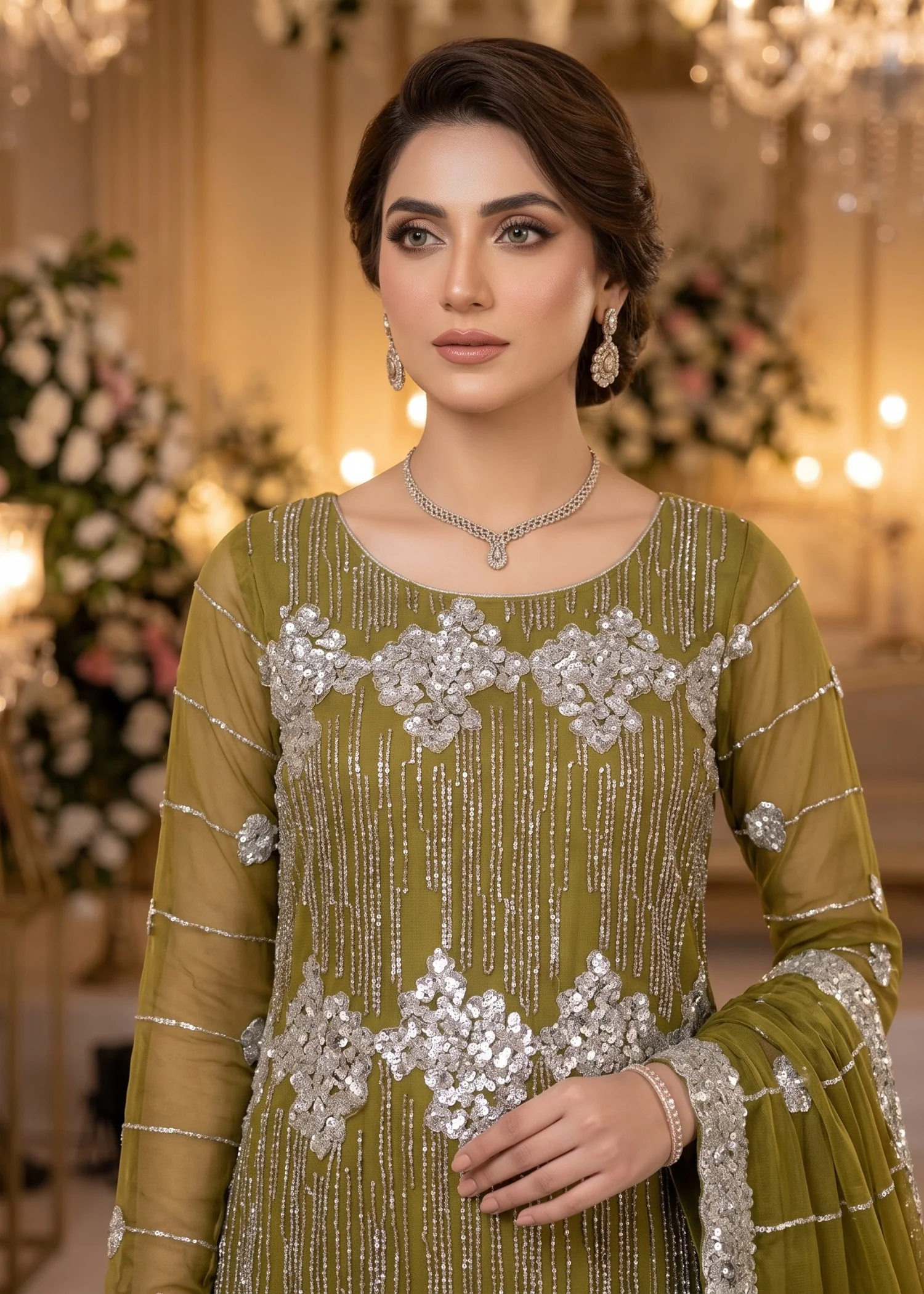net Unstitched in Olive green - view 2