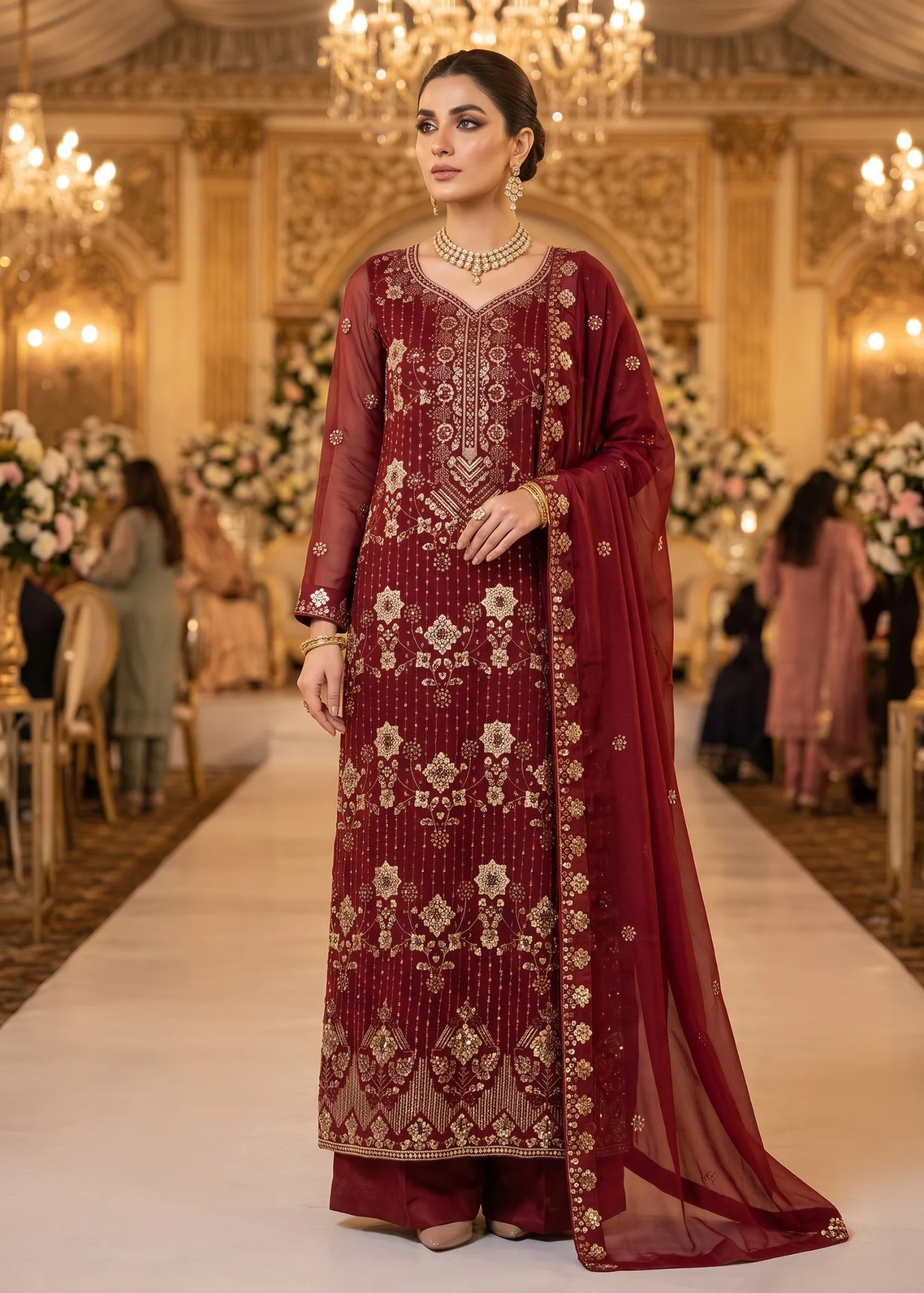 net Unstitched in Maroon