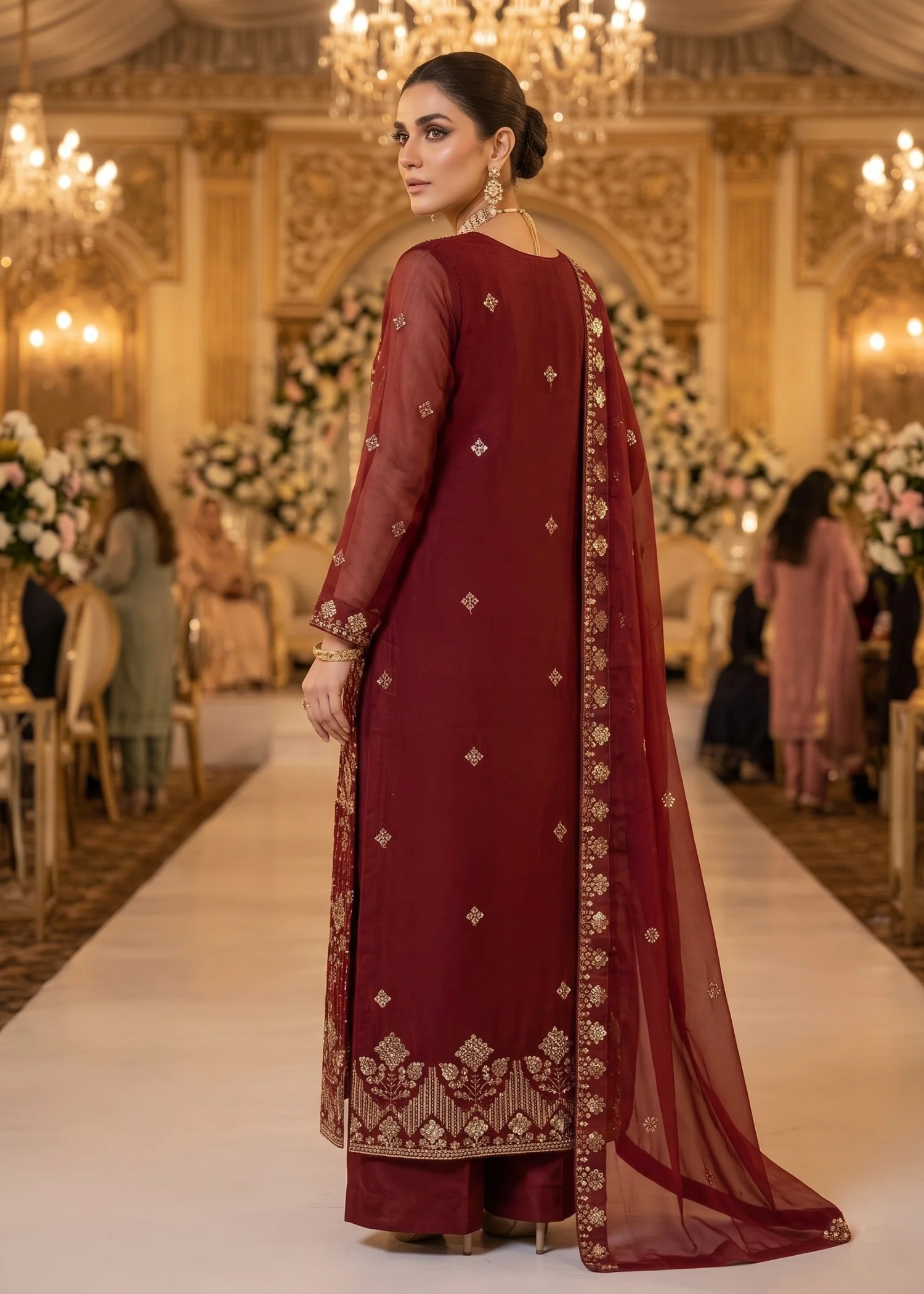 net Unstitched in Maroon - view 4