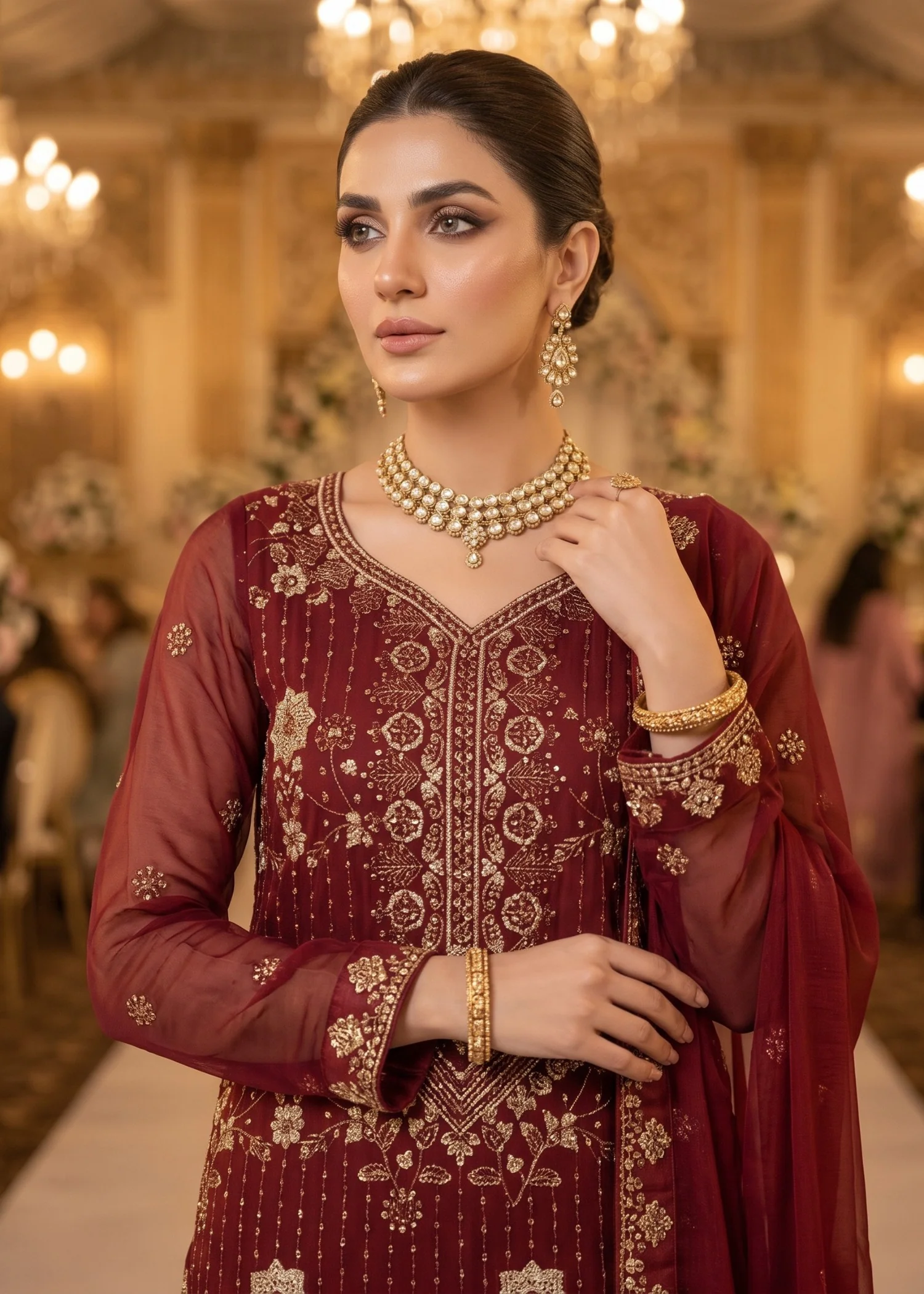 net Unstitched in Maroon - view 2