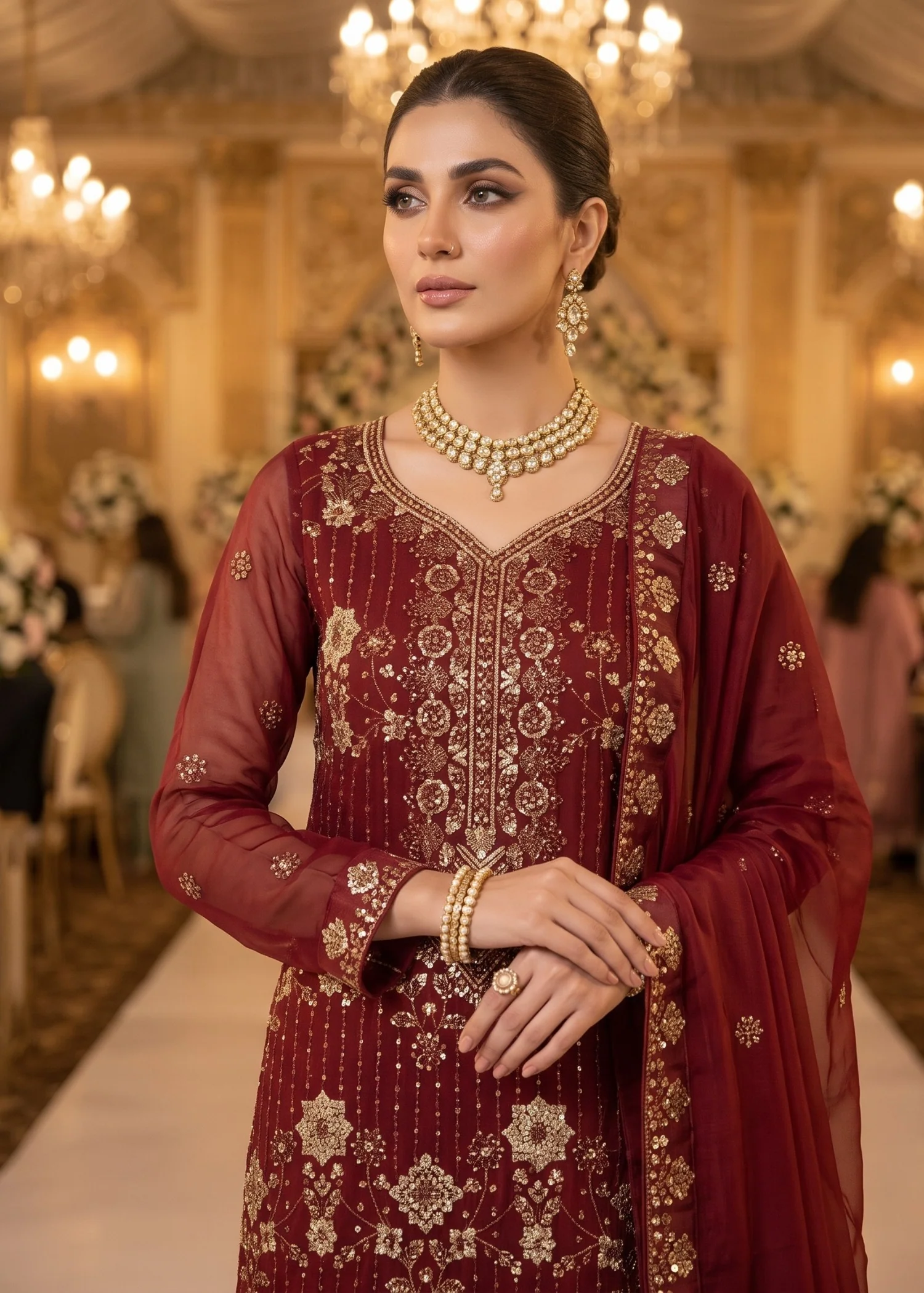 net Unstitched in Maroon - view 3
