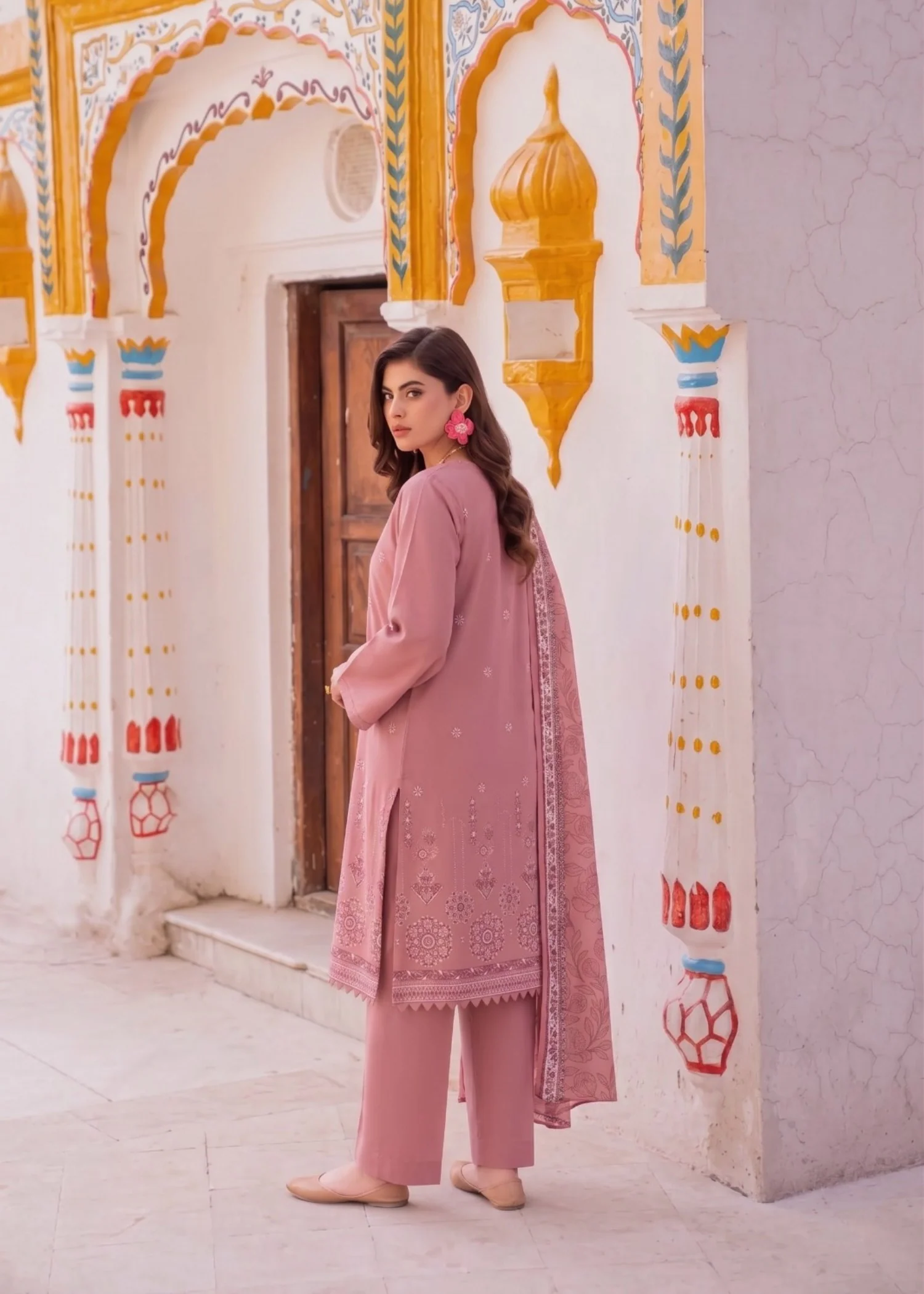viscose Unstitched in Pink - view 3