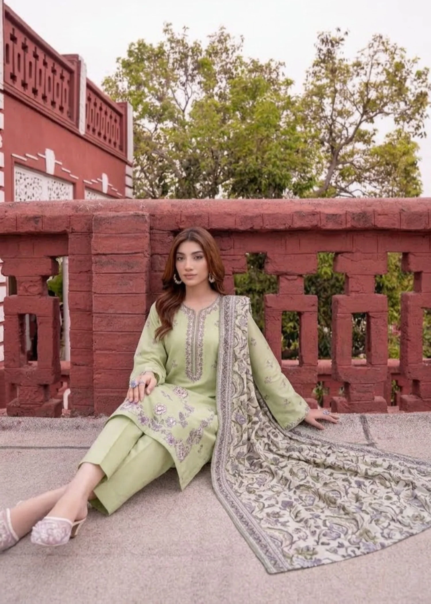 viscose Unstitched in Pistachio green