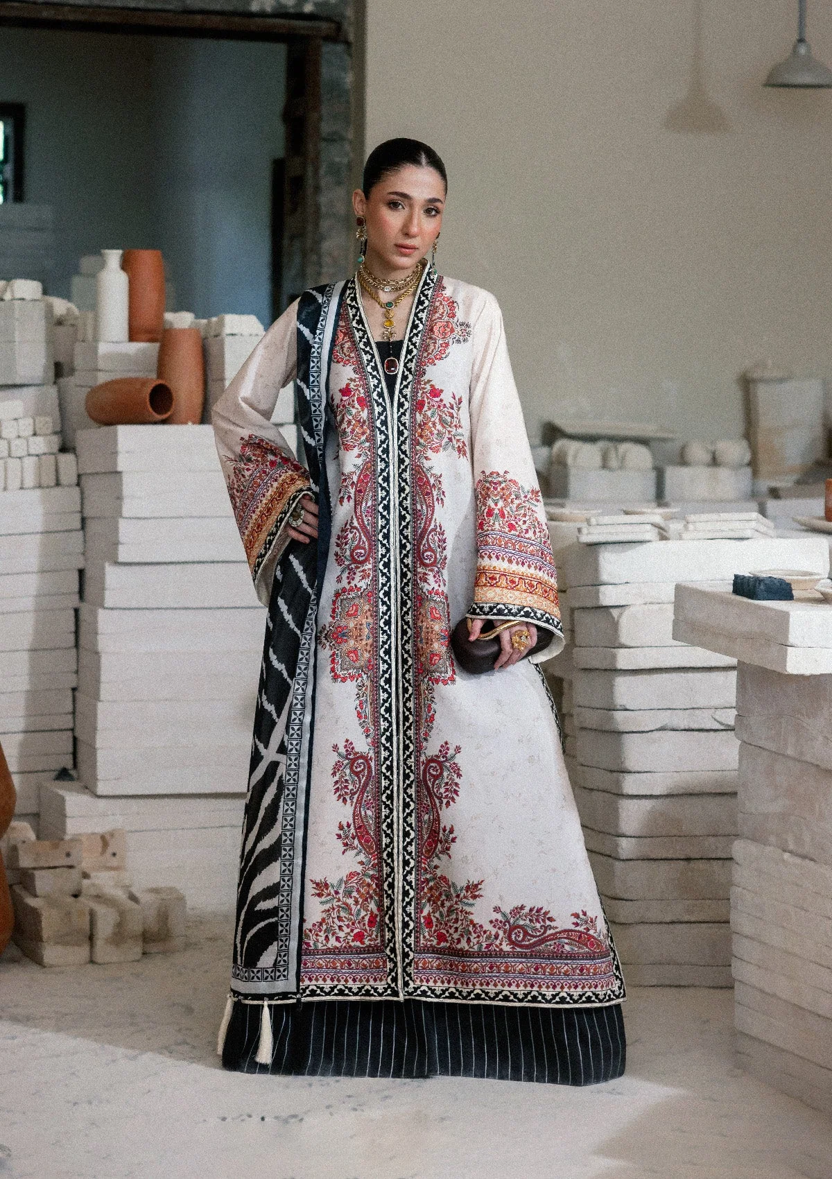silk crepe Unstitched in Multi - view 4