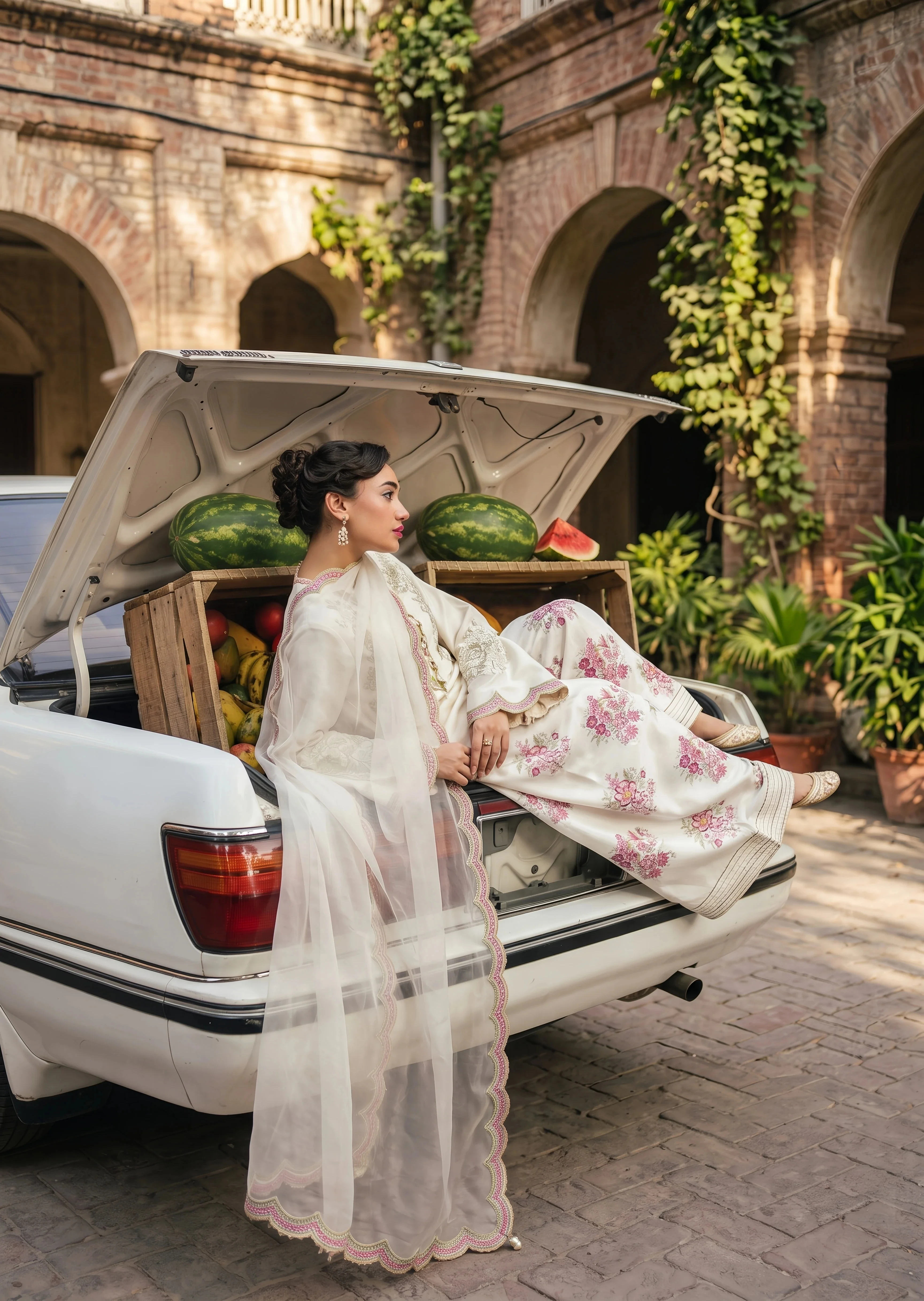 linen Kurta Set in Ivory - view 4