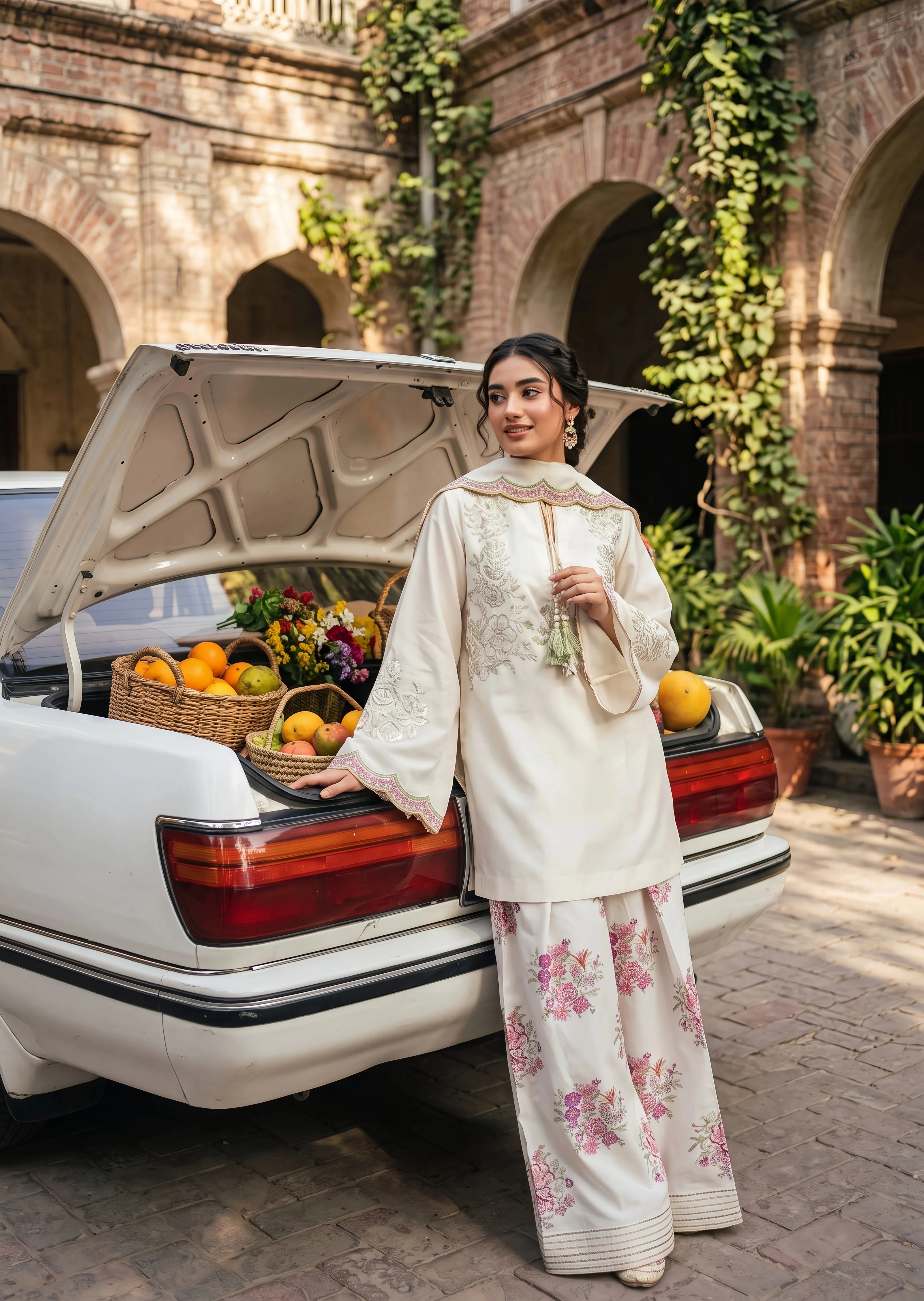 linen Kurta Set in Ivory
