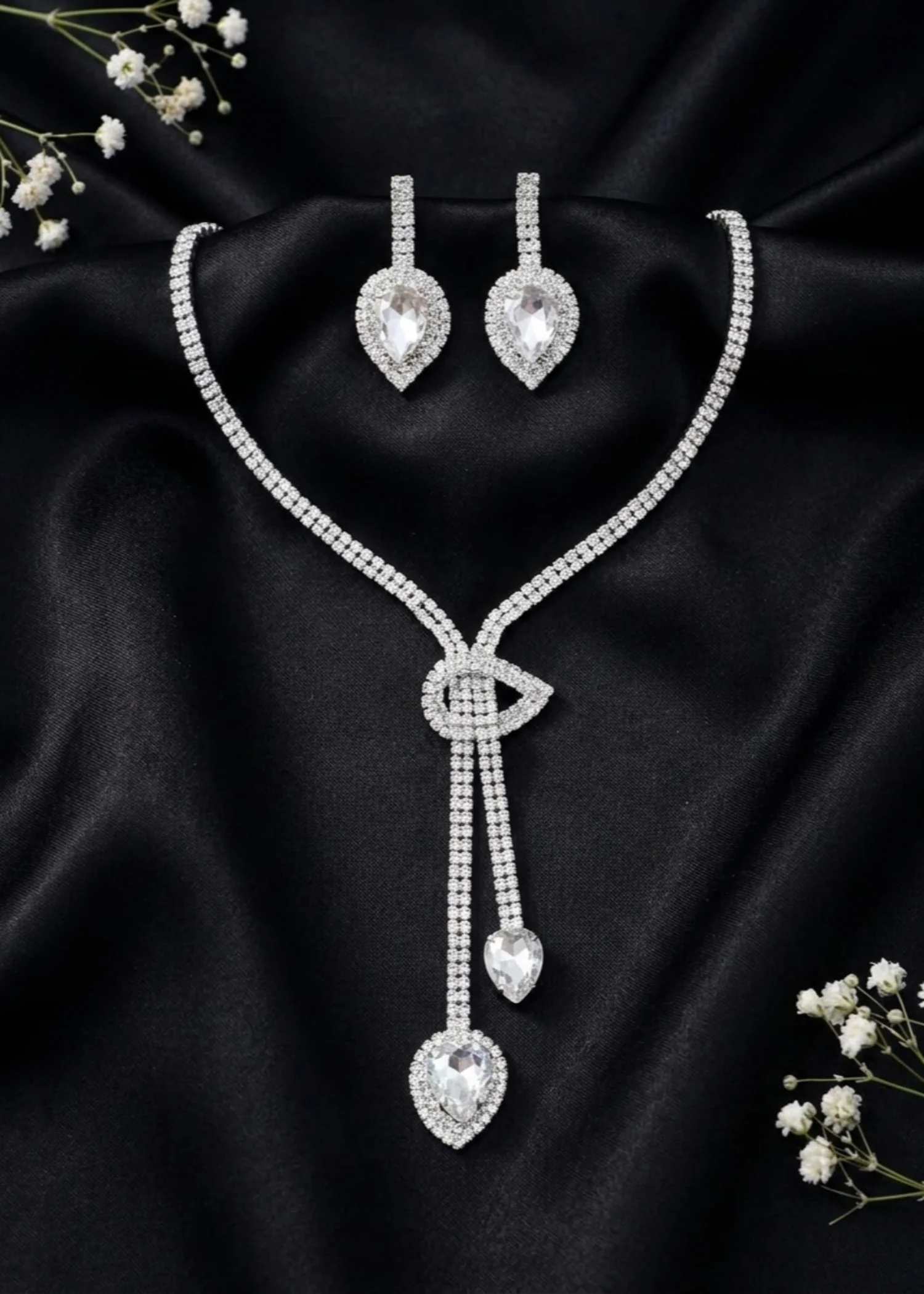 Jewelry Set in Silver Color by - Trendy Women Jewelry Set HQW0752 - jewelry sets for women at ShoplyHub