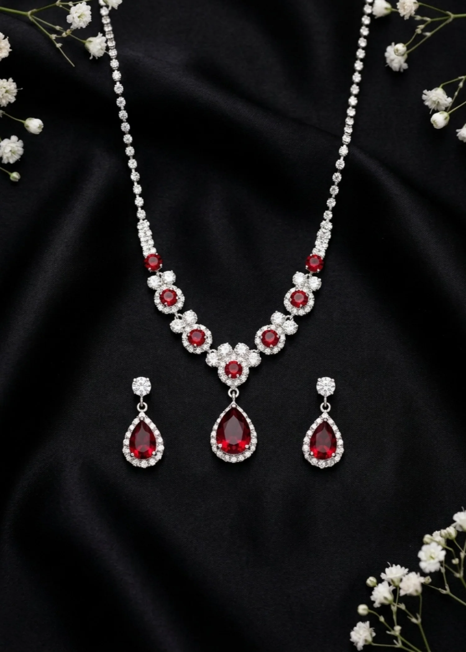 Jewelry Set in Red Color by - Trendy Women Jewelry Set PQK2933 - jewelry sets for women at ShoplyHub