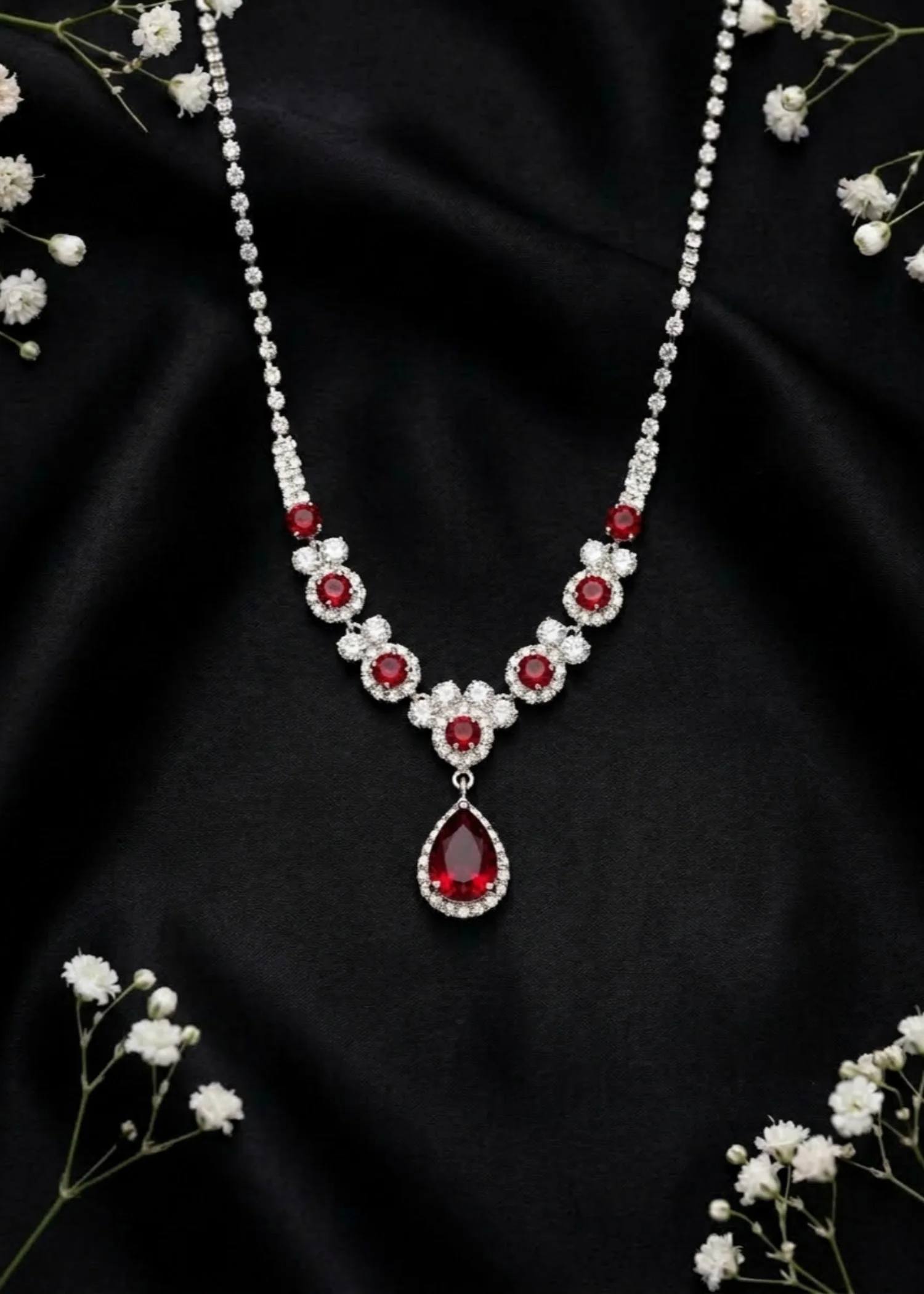 Jewelry Set in Red Color by - Trendy Women Jewelry Set PQK2933 - view 2