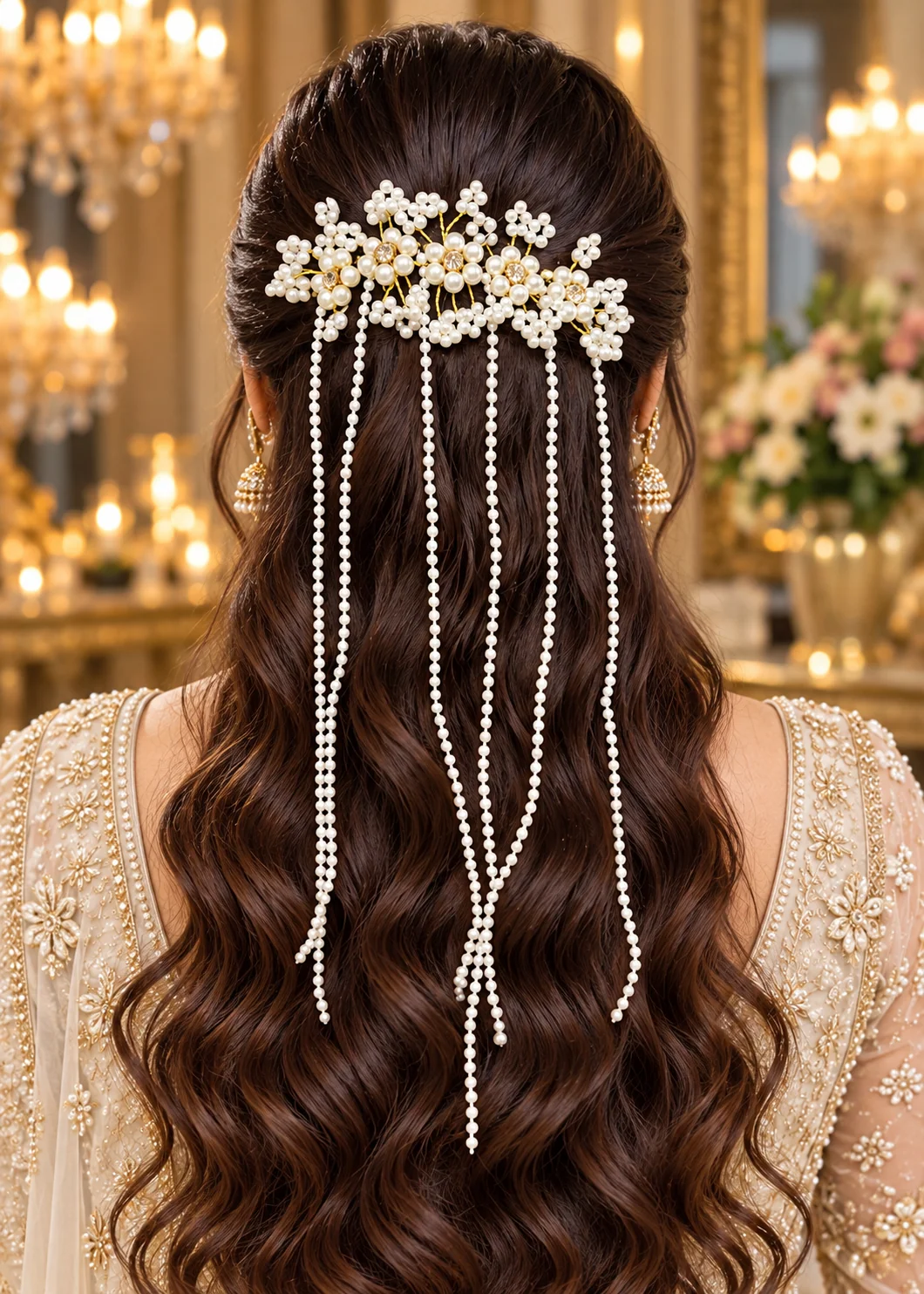 Hair Vines in Pearl white Color by - Trendy Women Hair Vines YSH9823 - view 3