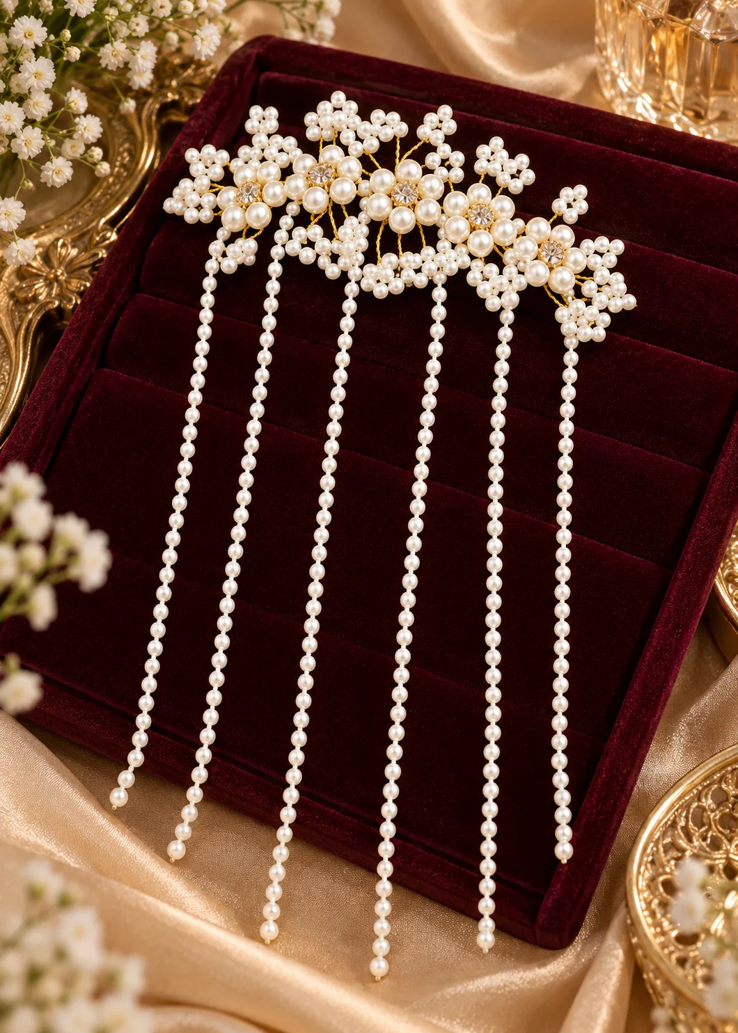 Hair Vines in Pearl white Color by - Trendy Women Hair Vines YSH9823 - view 2