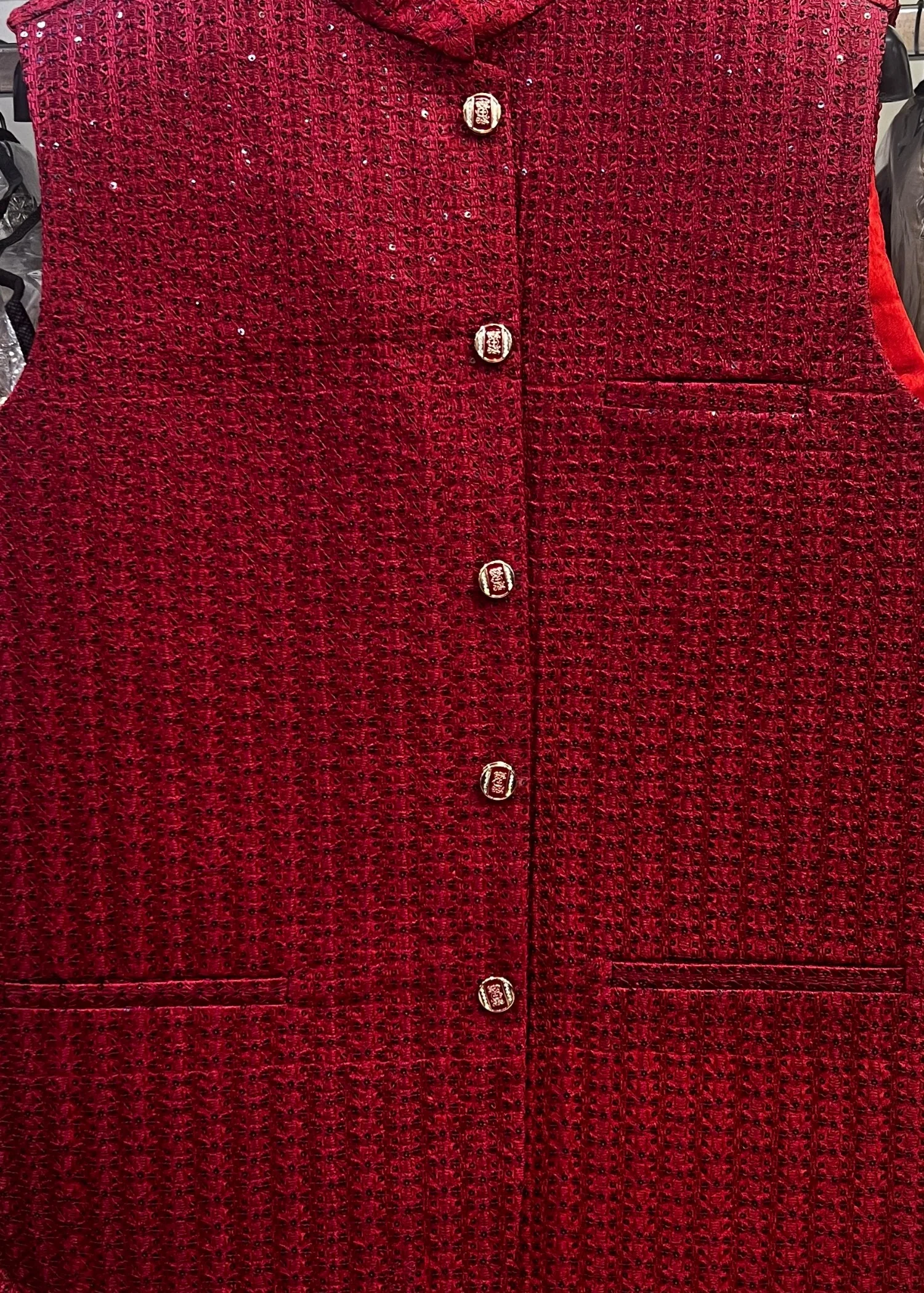 raw silk Waistcoat in Crimson - view 6