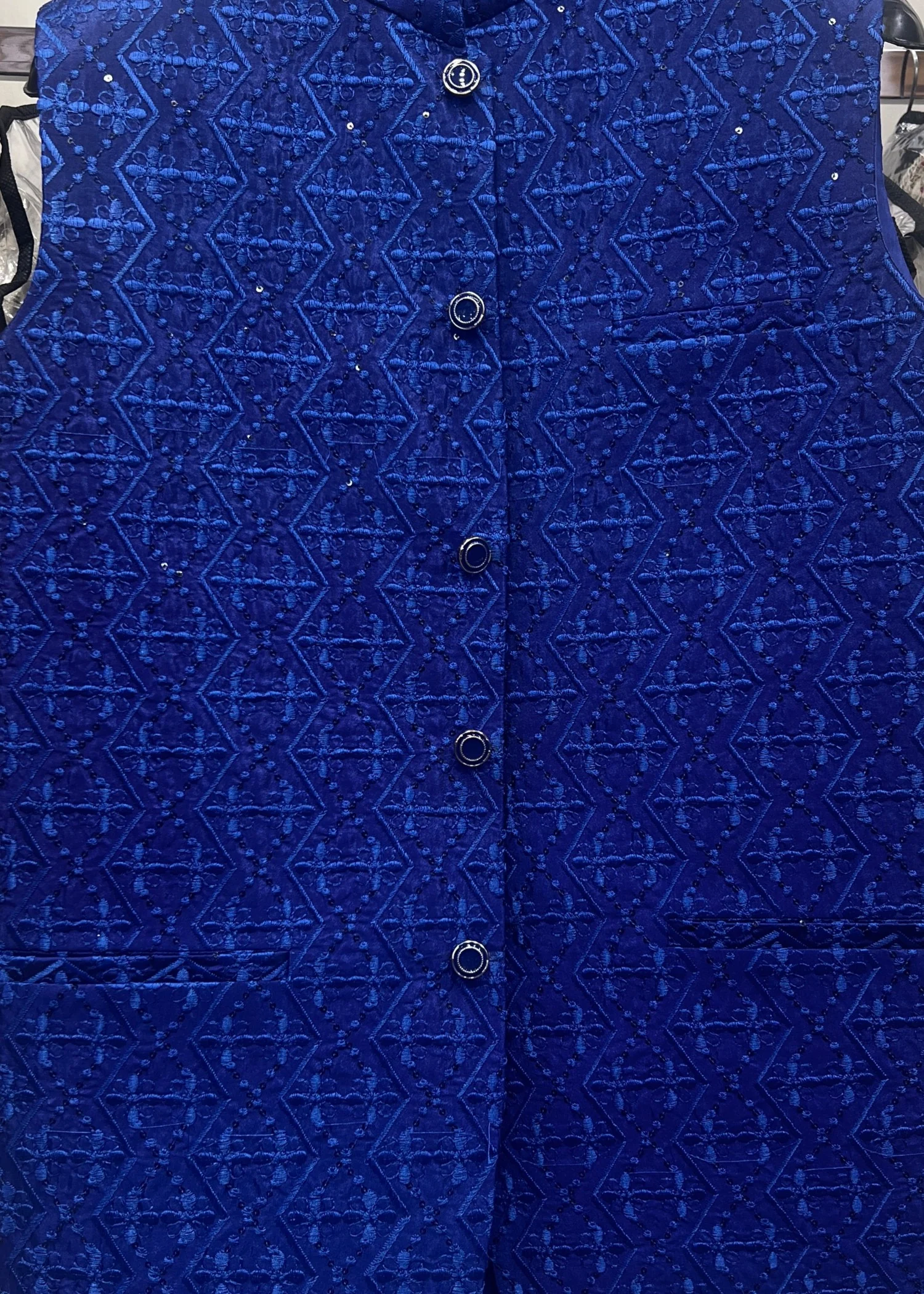 raw silk Waistcoat in Blue - view 4