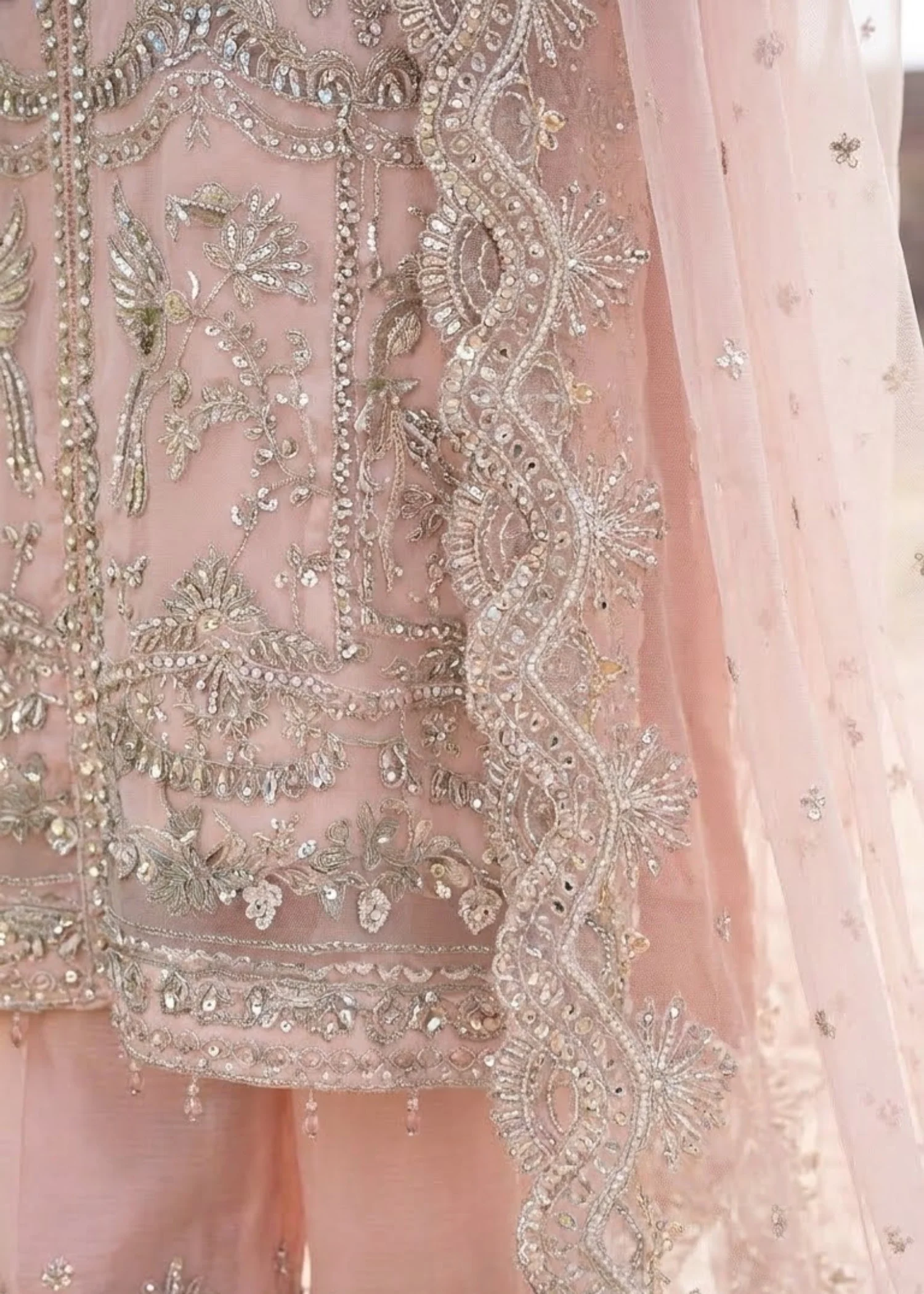 organza Kurta Set in Blush pink - view 4