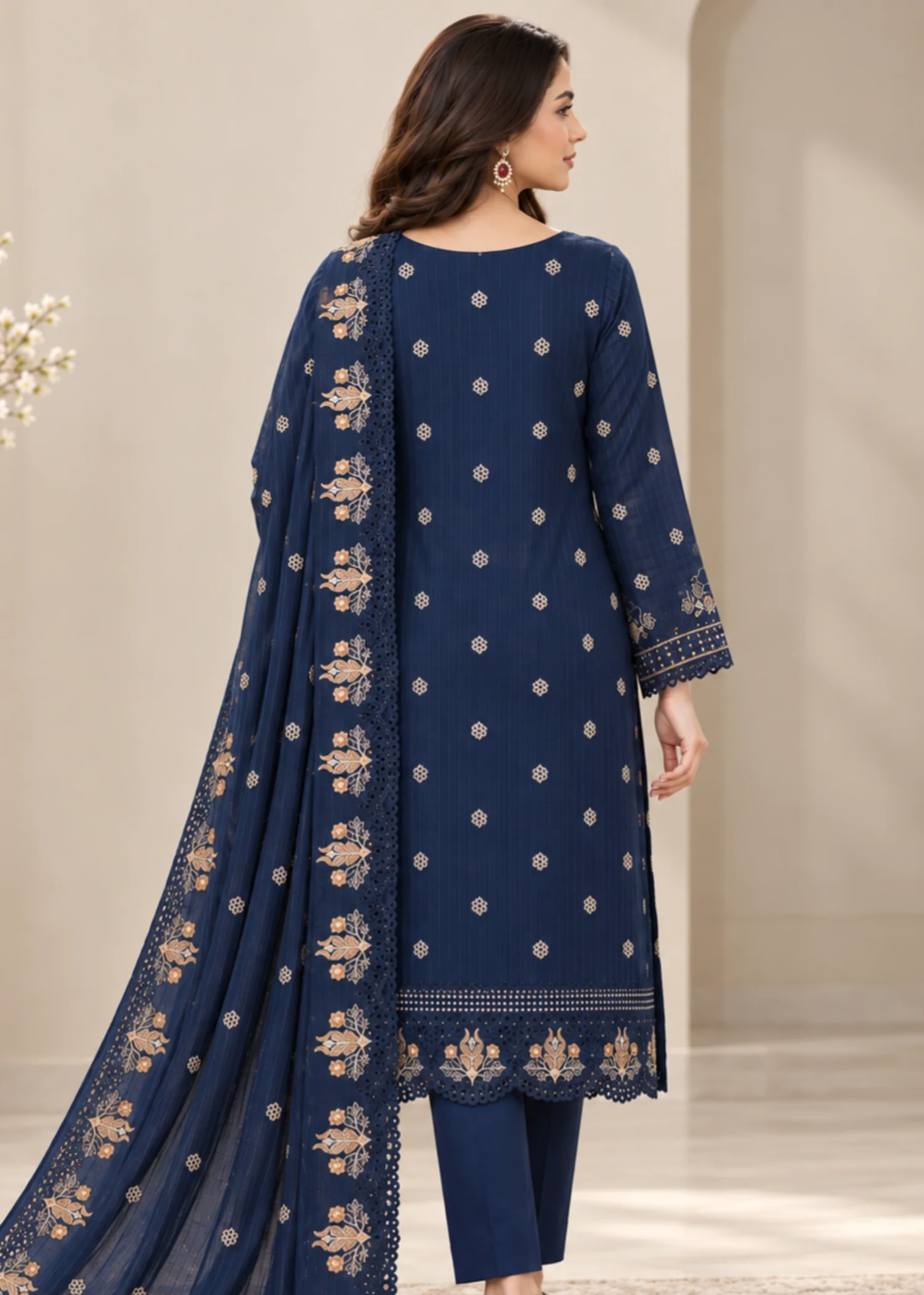 viscose Unstitched in Navy blue - view 3