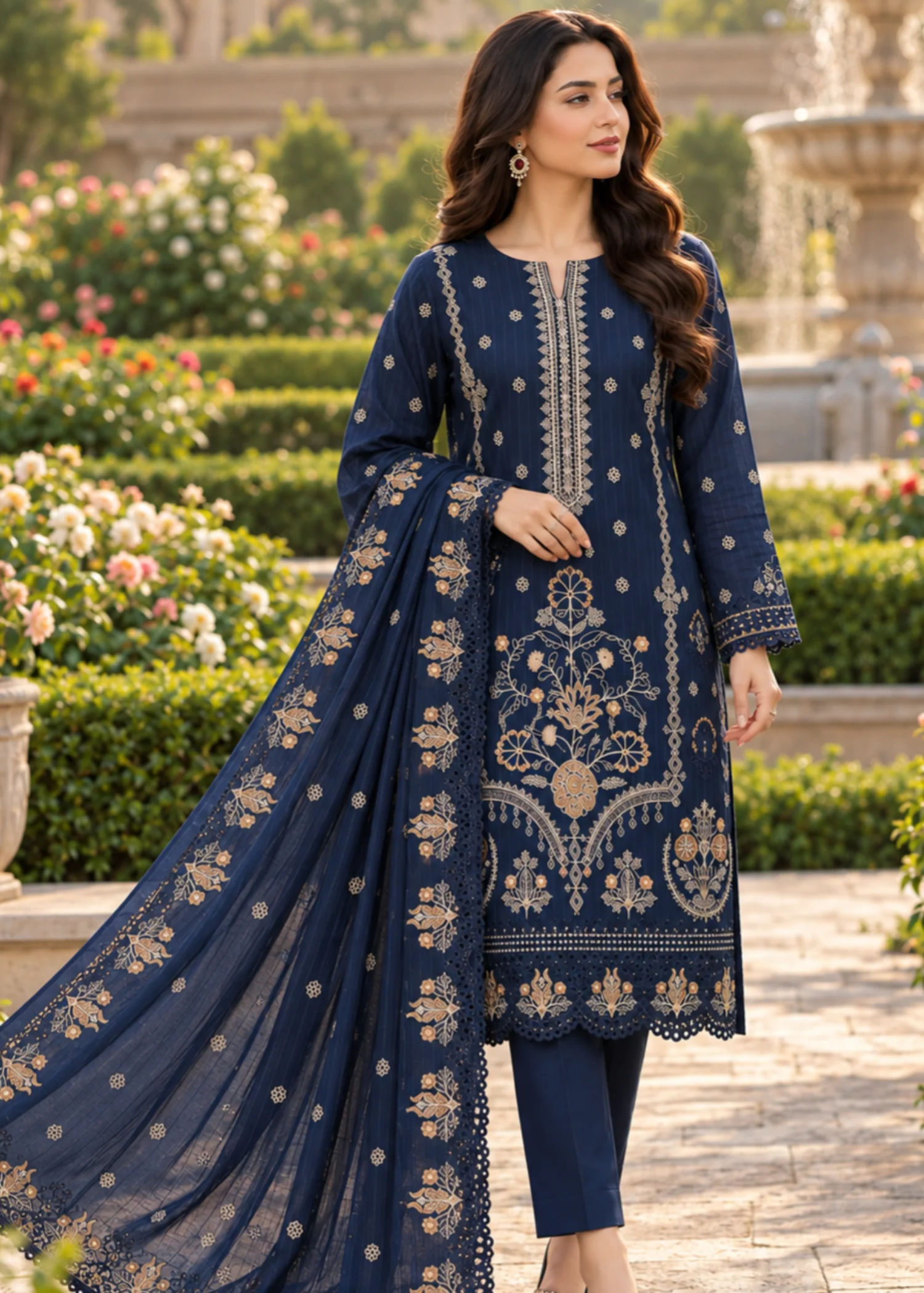 viscose Unstitched in Navy blue