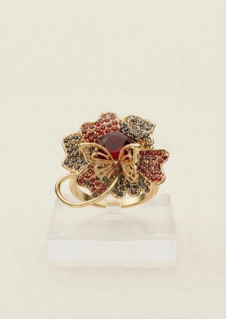 Ring in Ruby red Color by - Trendy Women Ring OHW8366 - silver ring vampire survivors at ShoplyHub