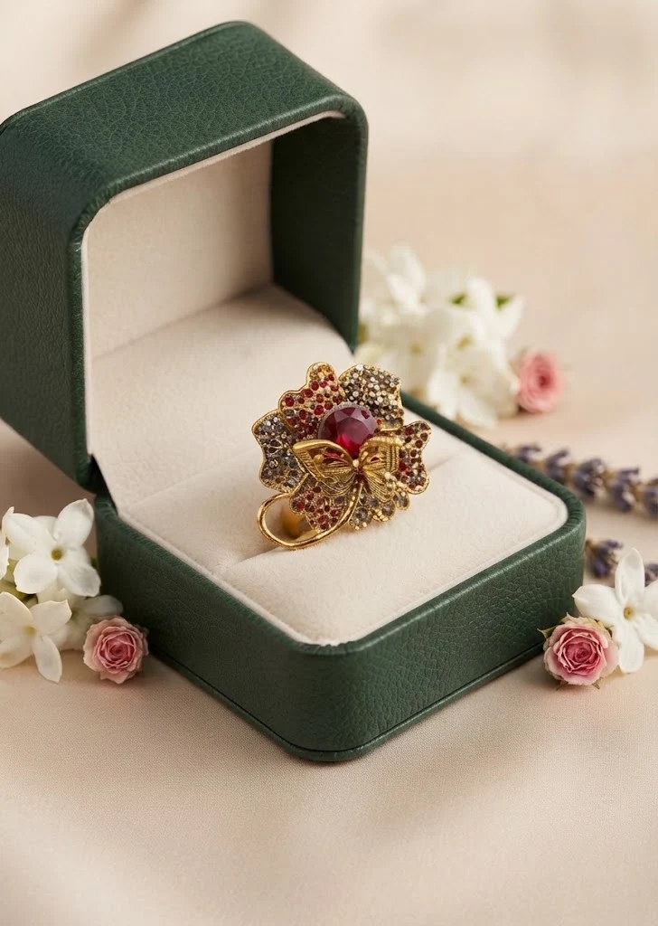 Ring in Ruby red Color by - Trendy Women Ring OHW8366 - view 2