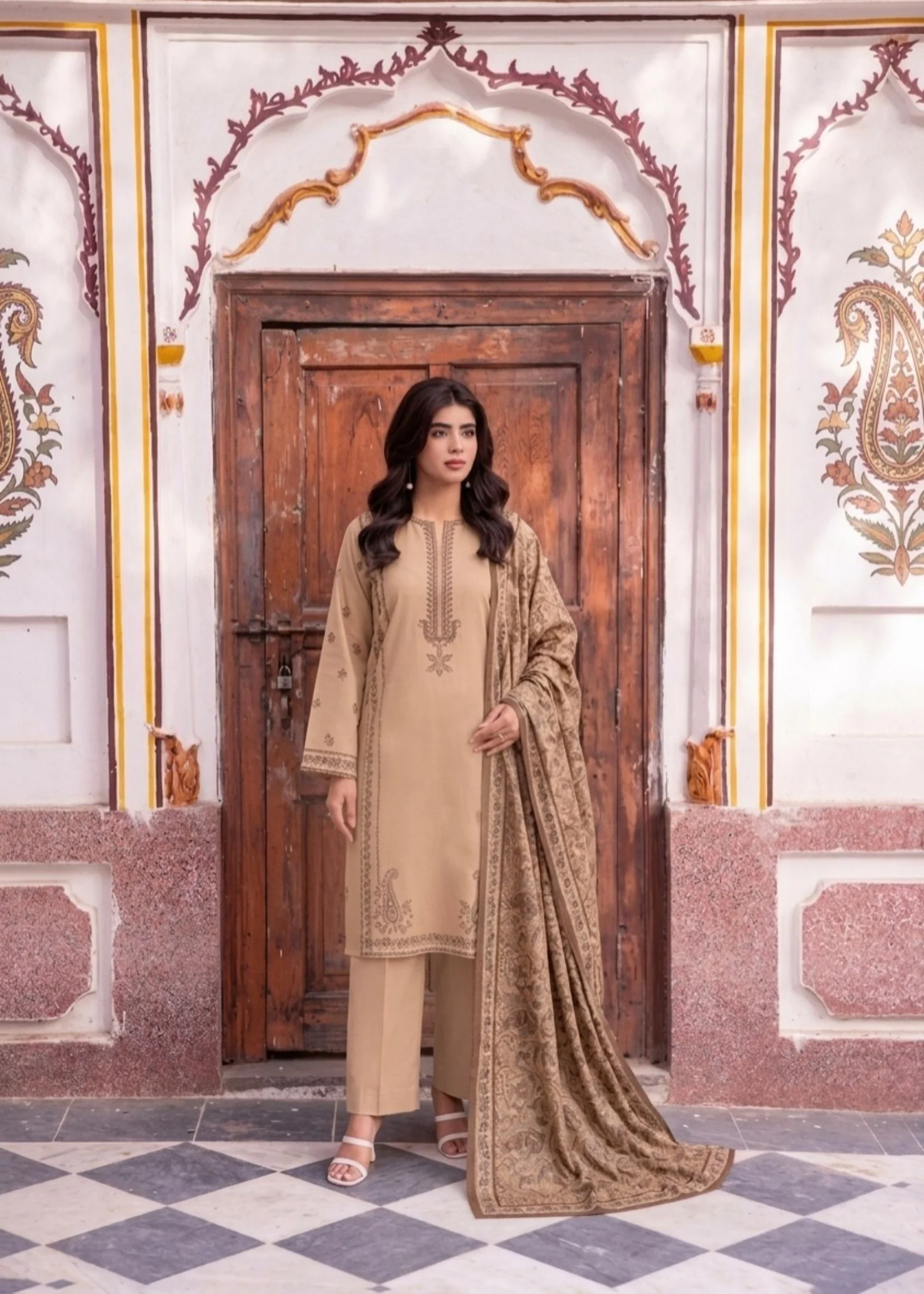 viscose Unstitched in Camel brown