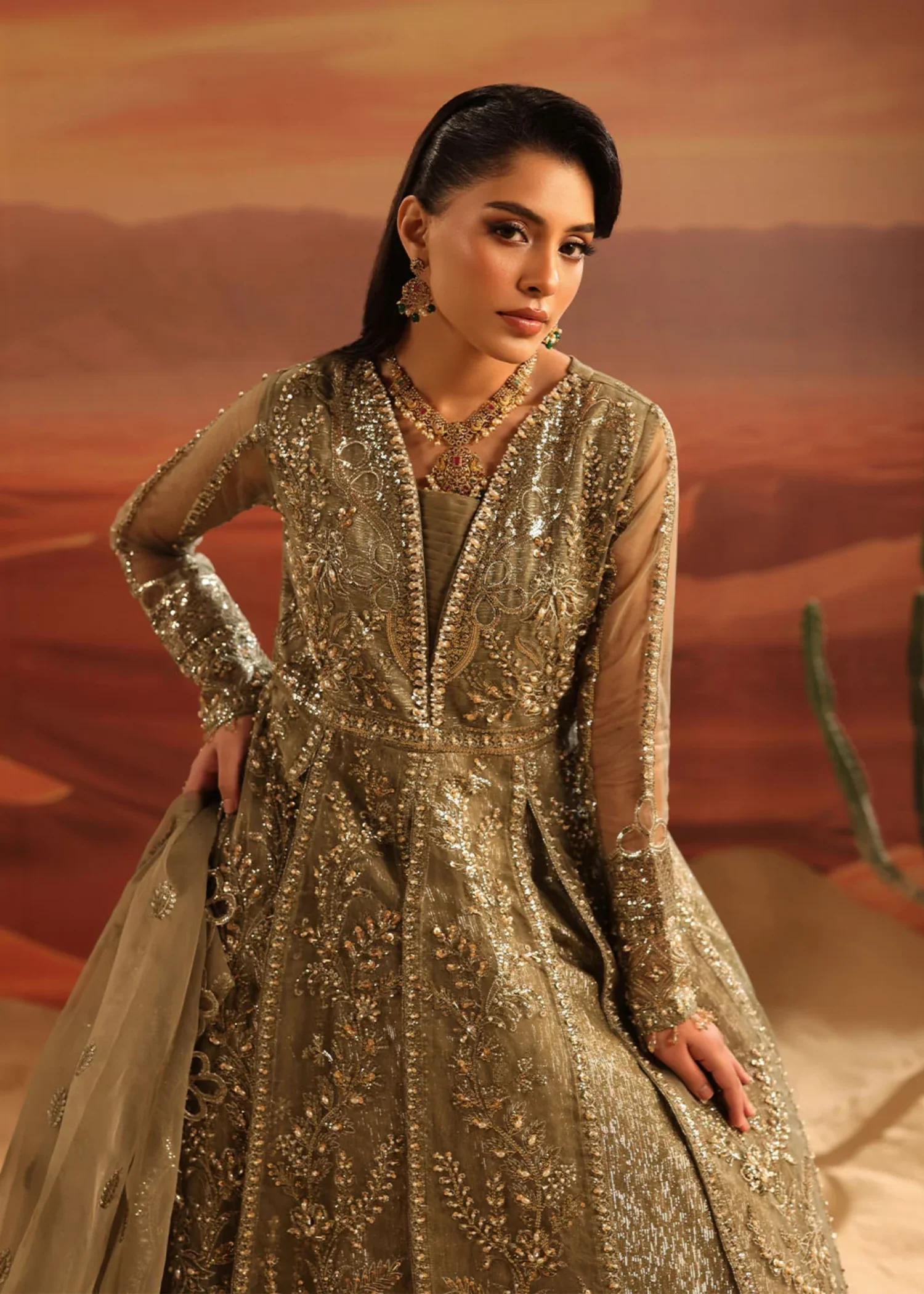 organza Maxi in Olive green - view 5
