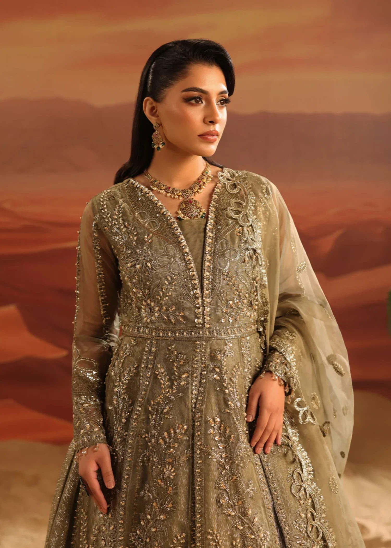 organza Maxi in Olive green - view 2