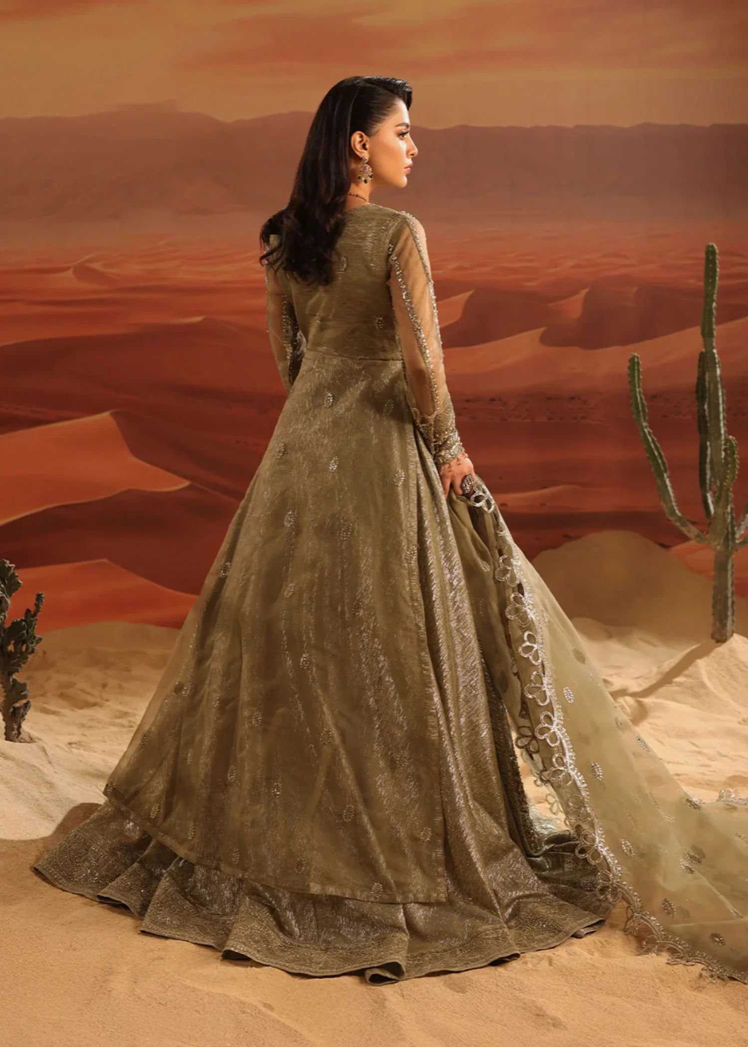 organza Maxi in Olive green - view 3