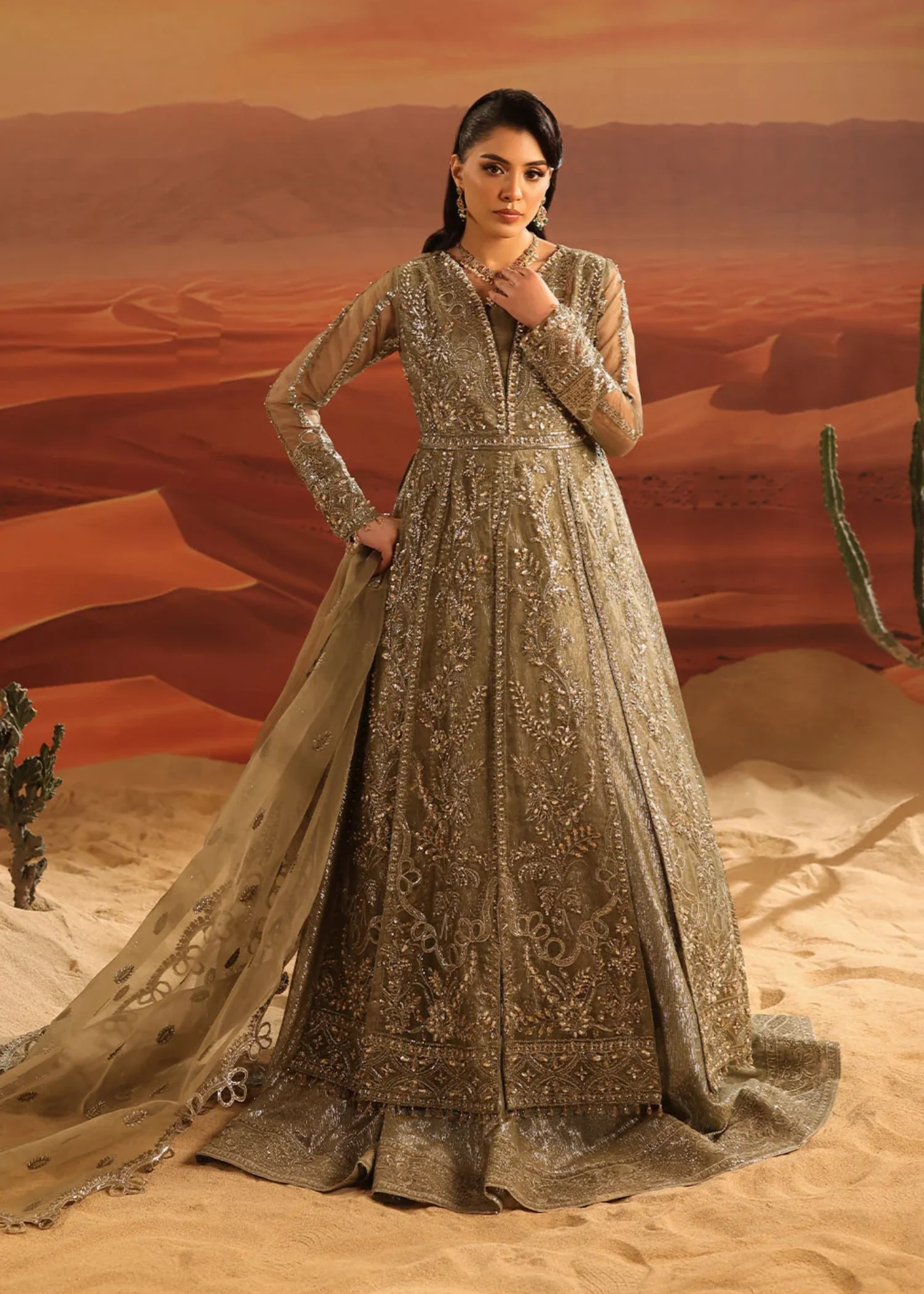 organza Maxi in Olive green - view 4