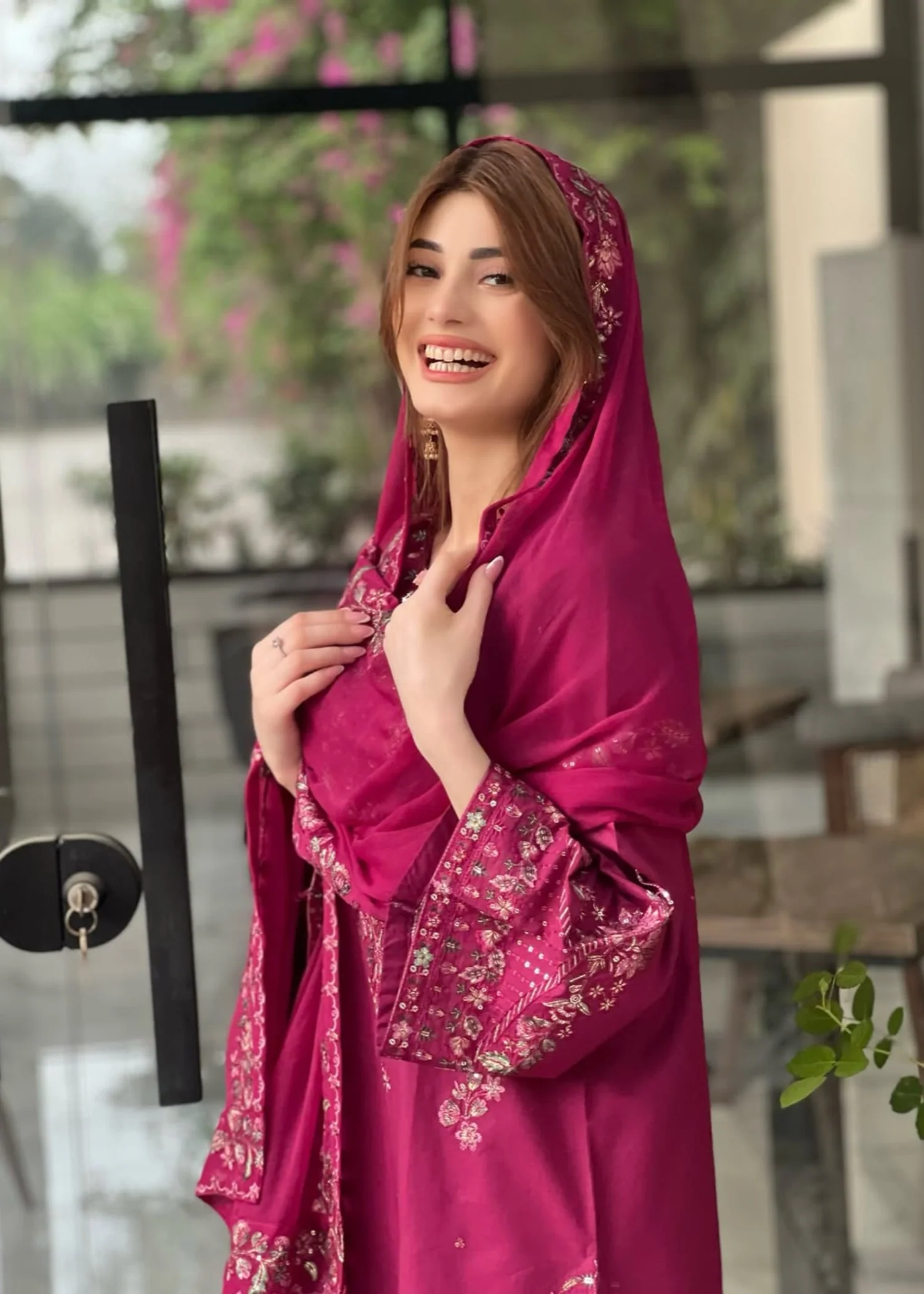 lawn Kurta Set in Burgundy - view 8