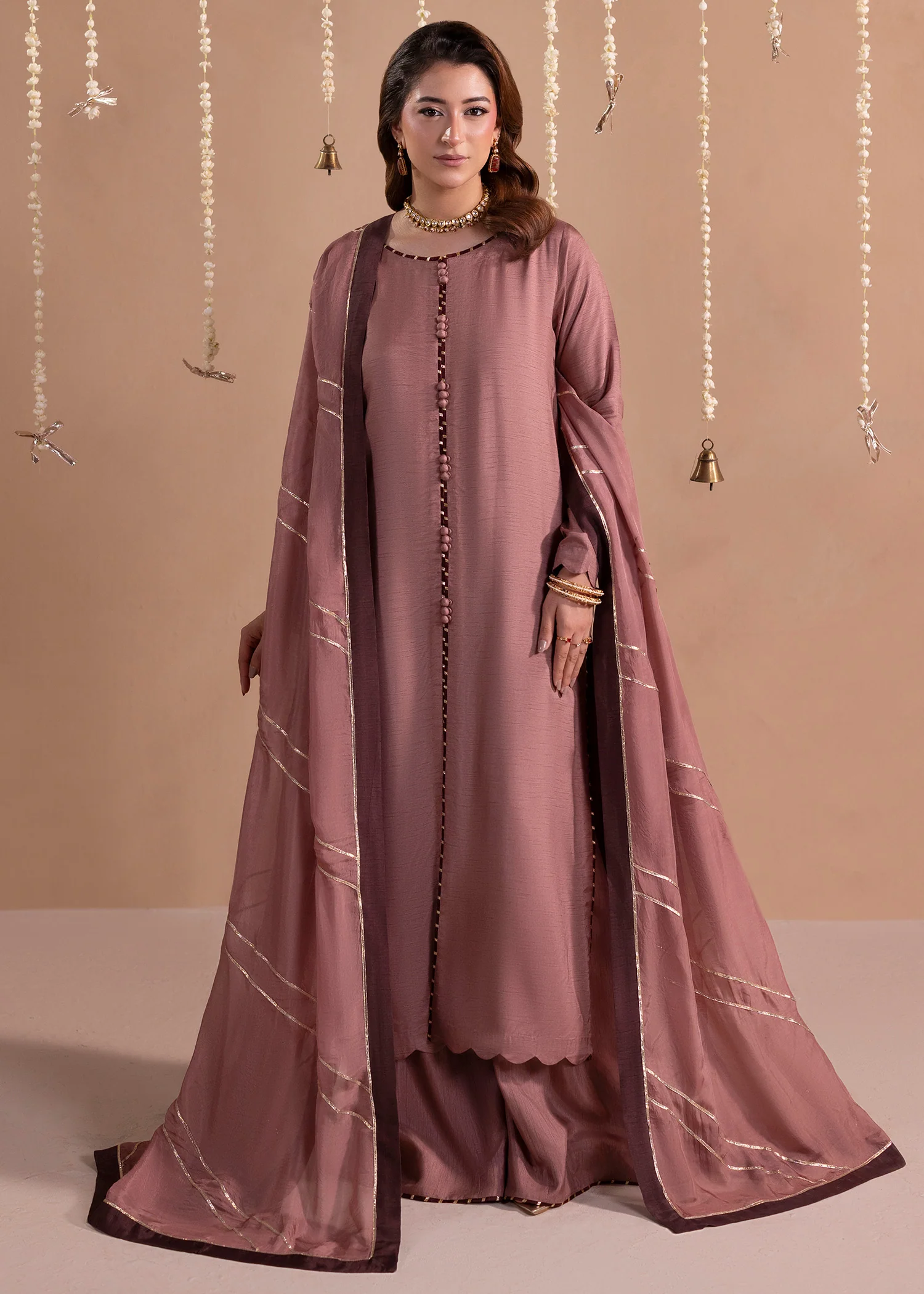 raw silk Sharara in Mauve