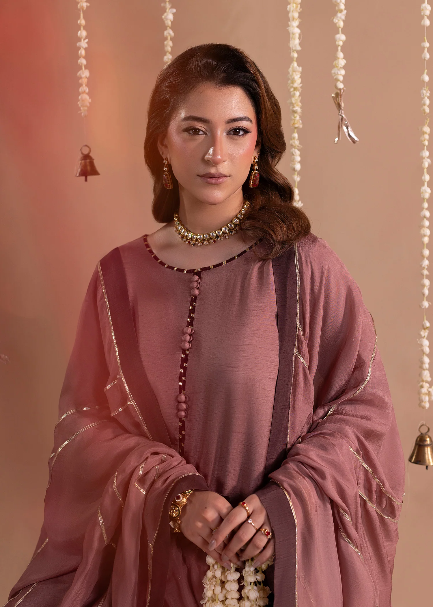 raw silk Sharara in Mauve - view 3