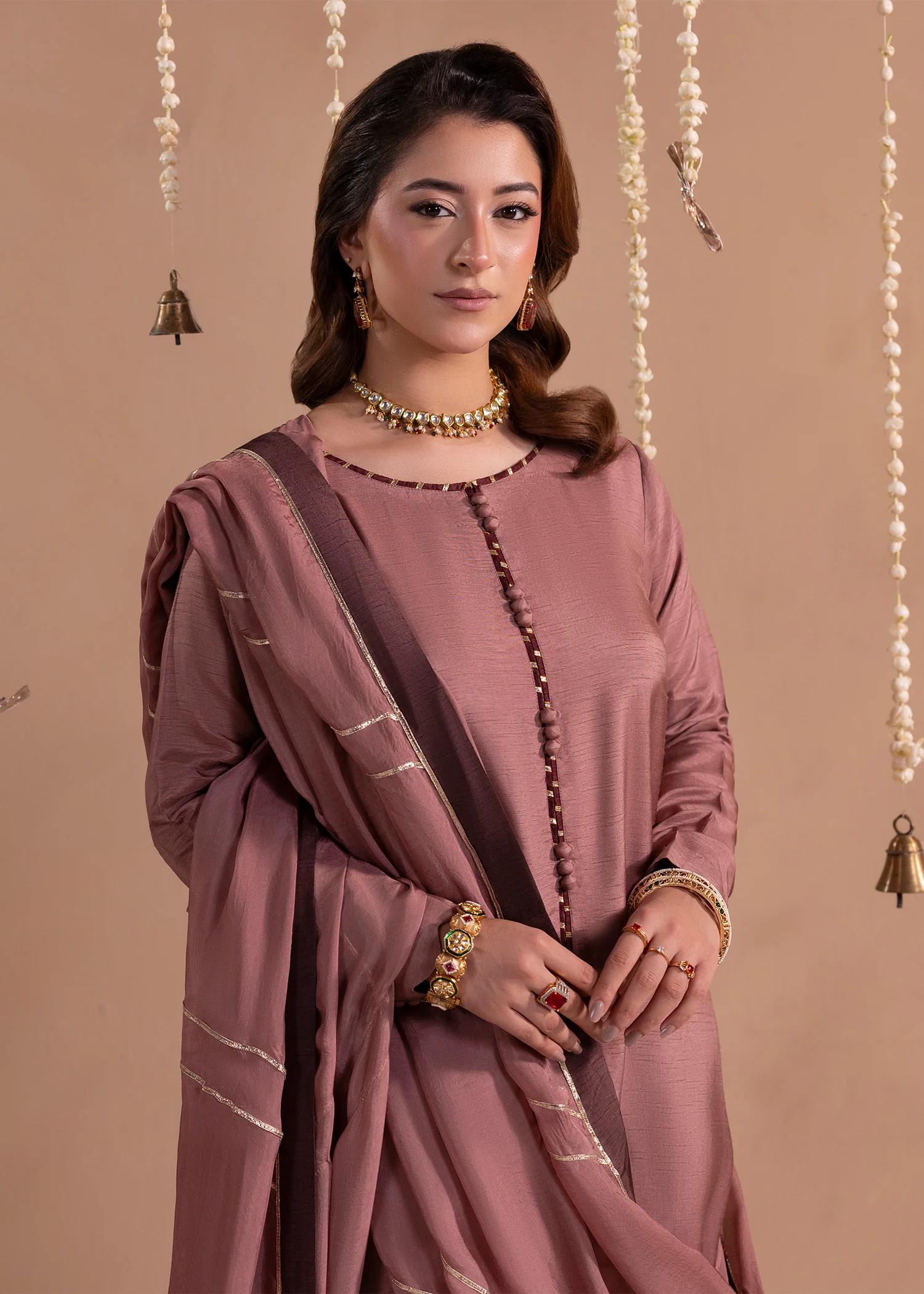 raw silk Sharara in Mauve - view 6