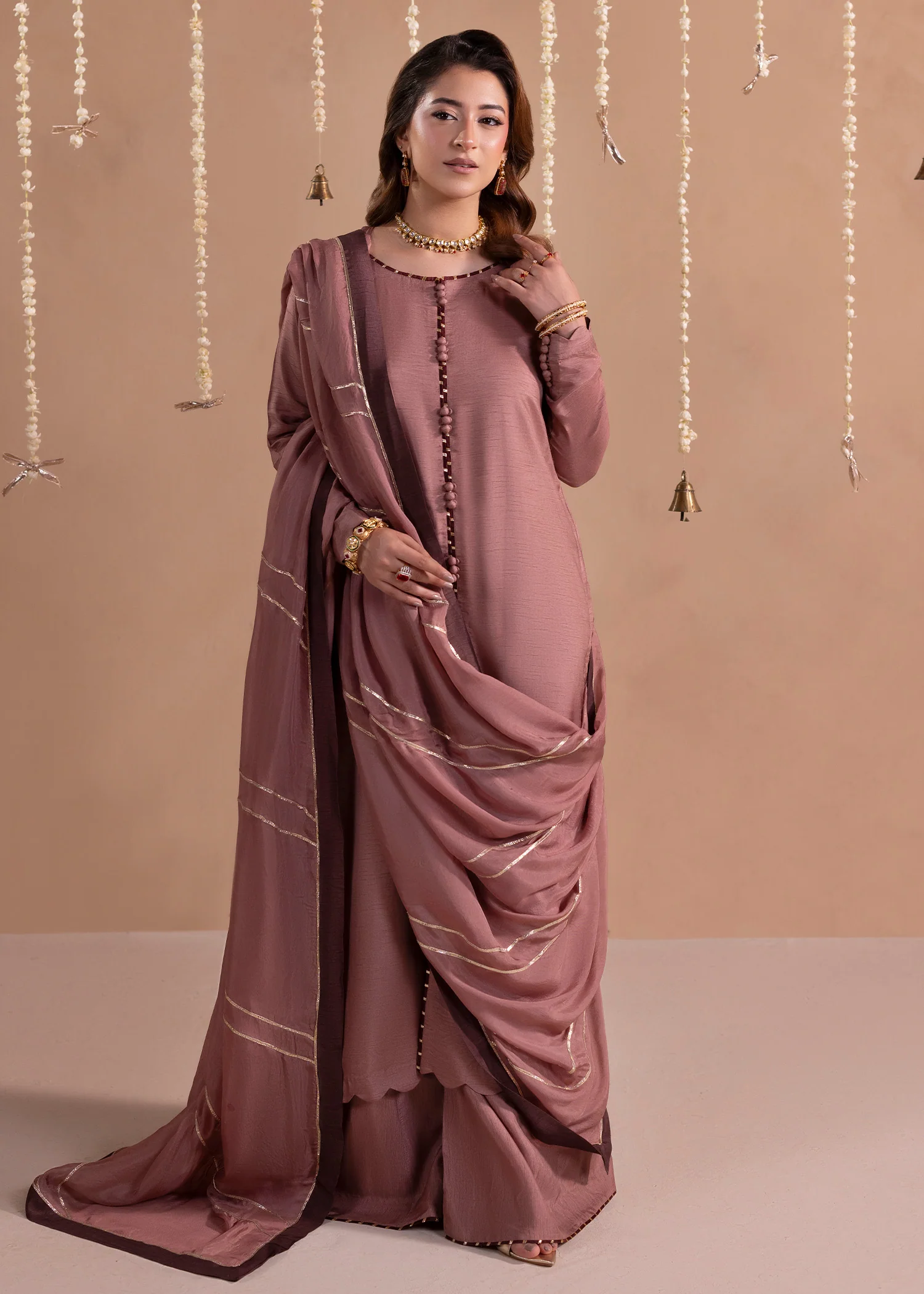 raw silk Sharara in Mauve - view 4