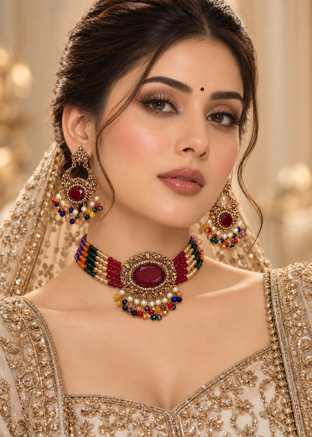 Jewelry Set in Multi, ruby red Color by - Trendy Women Jewelry Set RMZ8260 - view 7