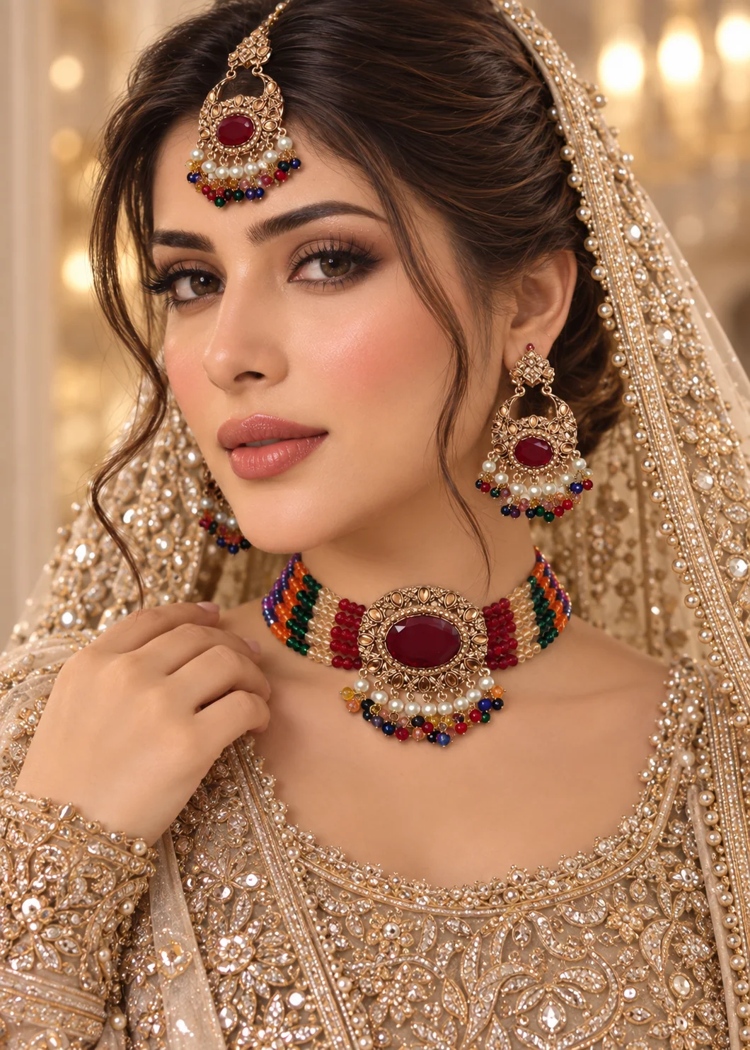 Jewelry Set in Multi, ruby red Color by - Trendy Women Jewelry Set RMZ8260 - view 6
