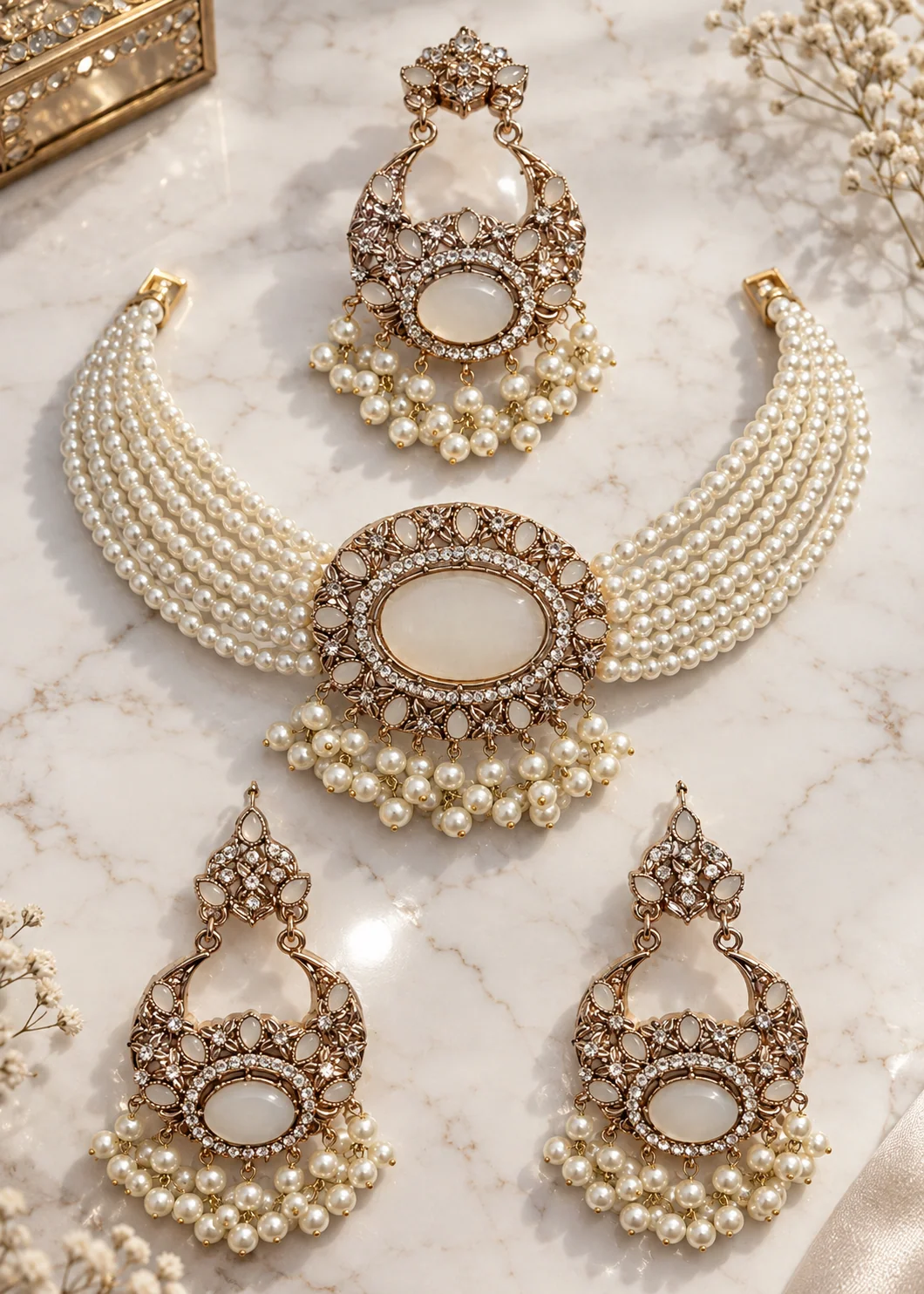 Jewelry Set in Pearl white Color by - Trendy Women Jewelry Set EYW3572 - view 3