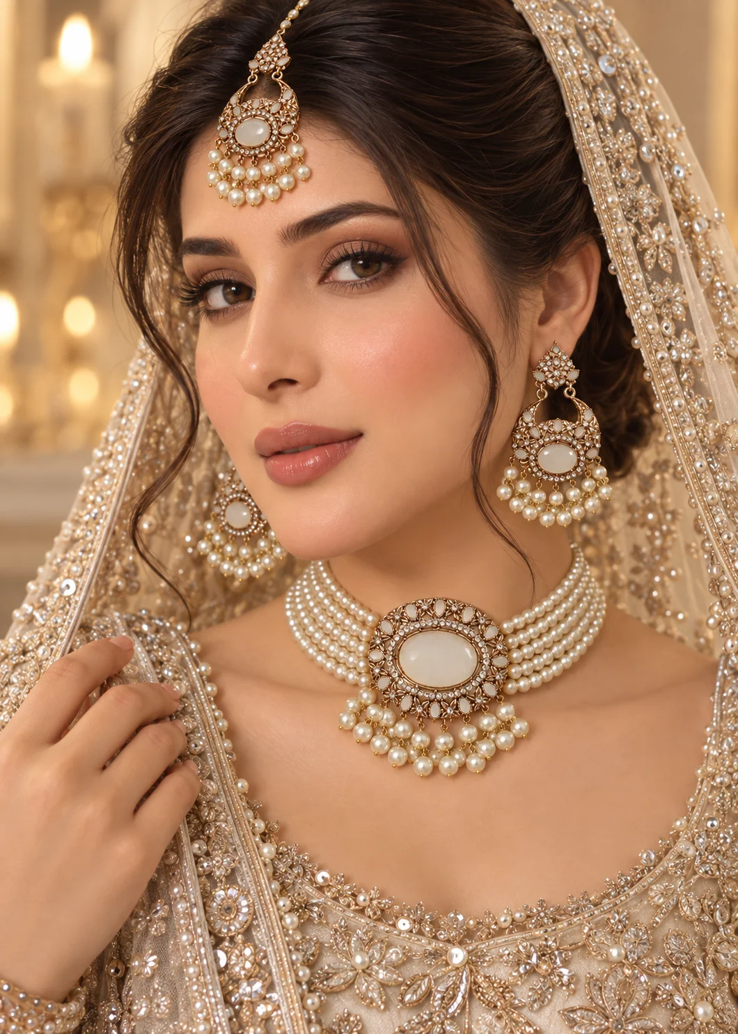 Jewelry Set in Pearl white Color by - Trendy Women Jewelry Set EYW3572 - view 5