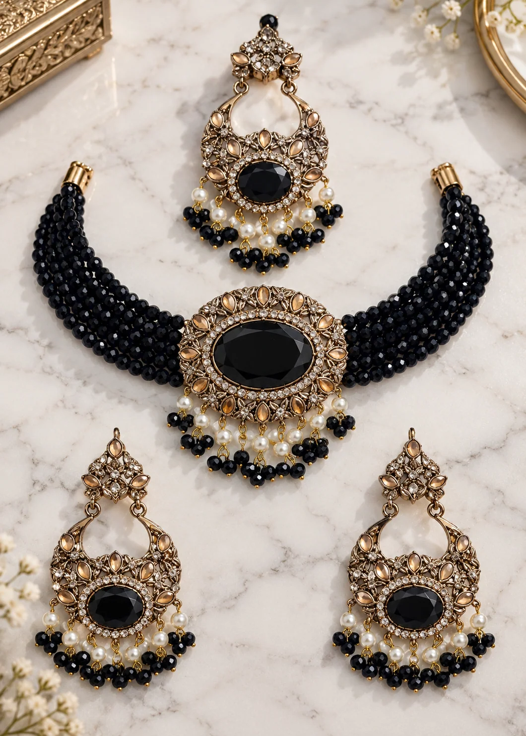Jewelry Set in Black Color by - Trendy Women Jewelry Set HDM0259 - view 5