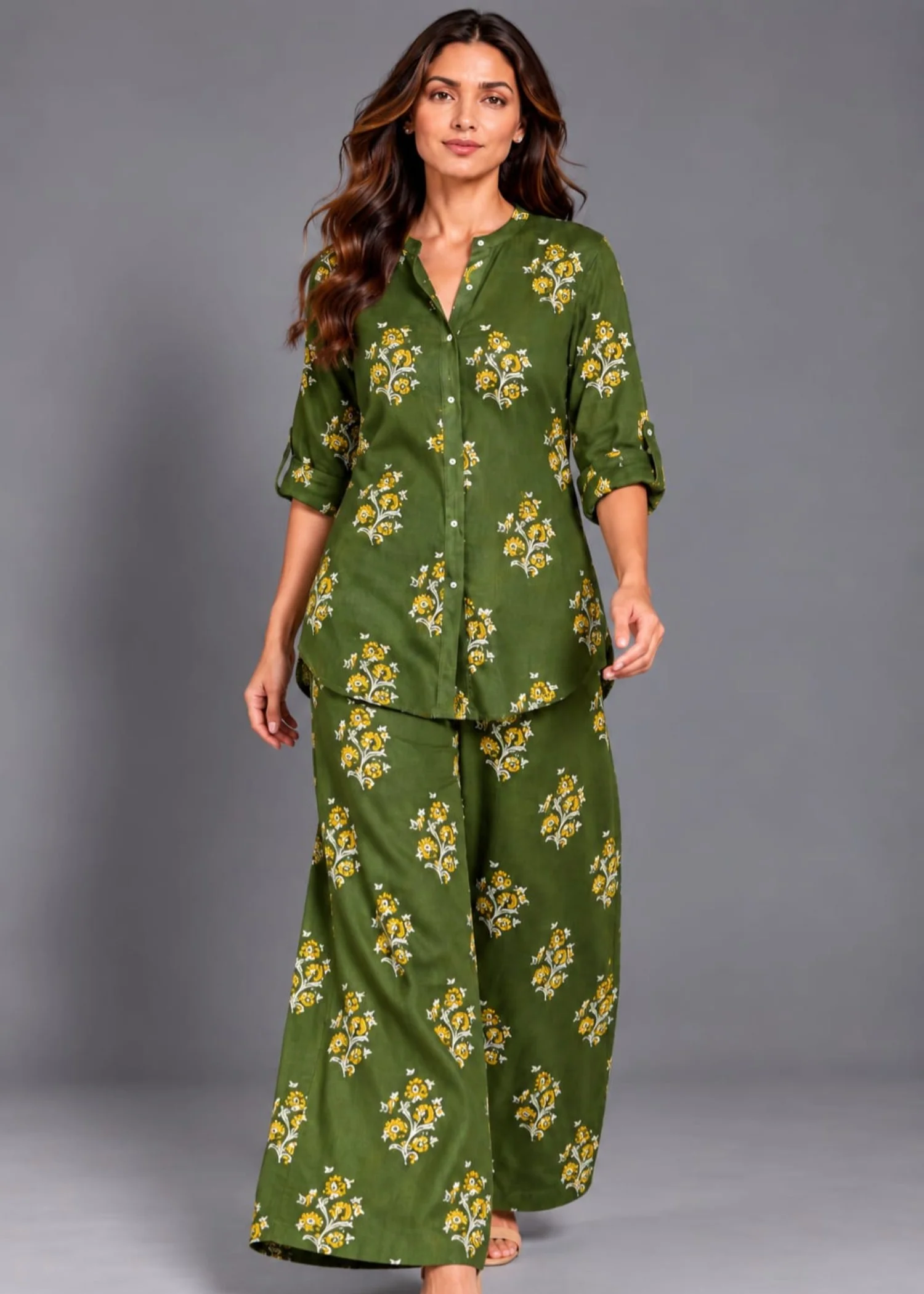 linen Co ord Sets in Dark green - view 3