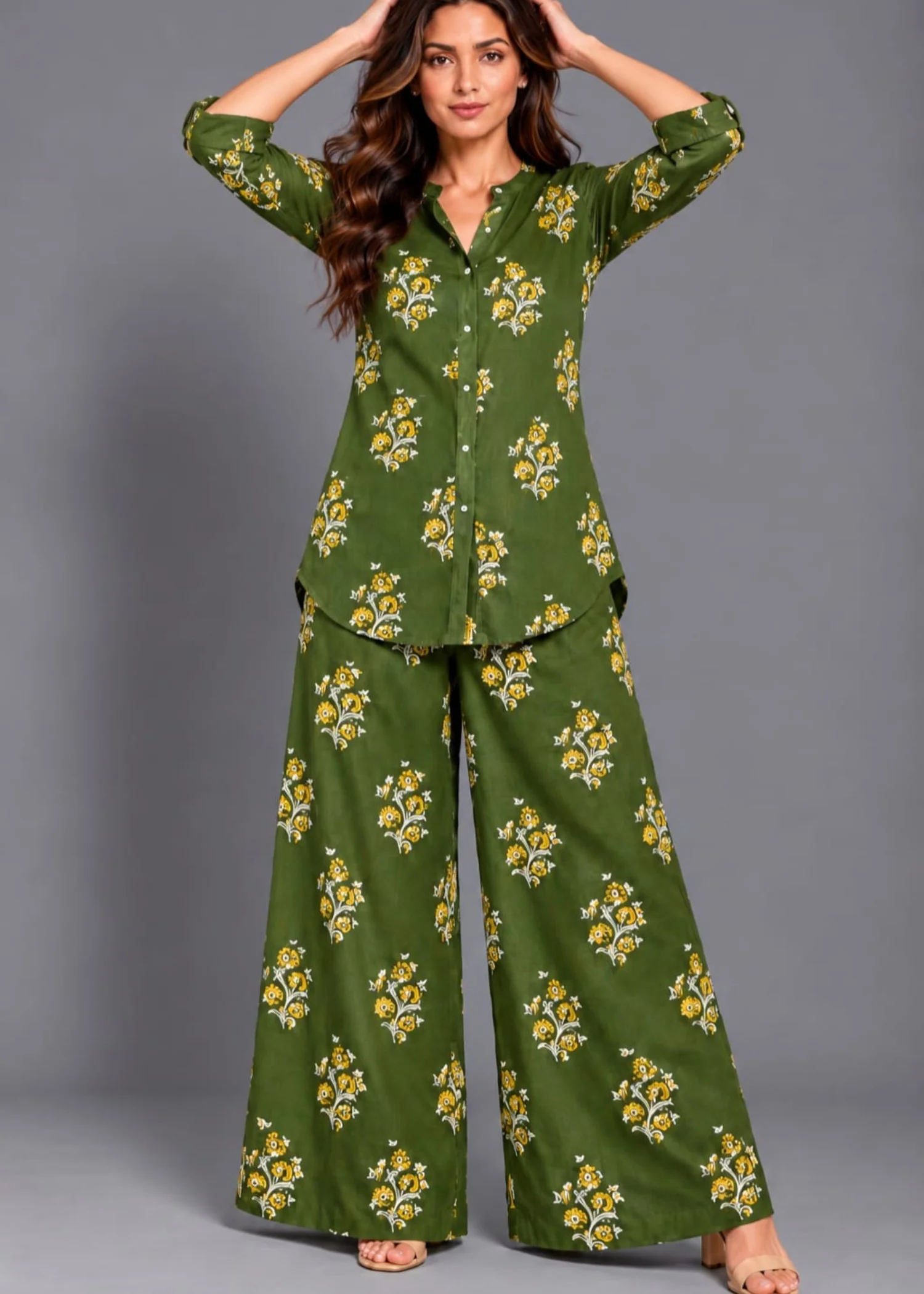 linen Co ord Sets in Dark green - view 2