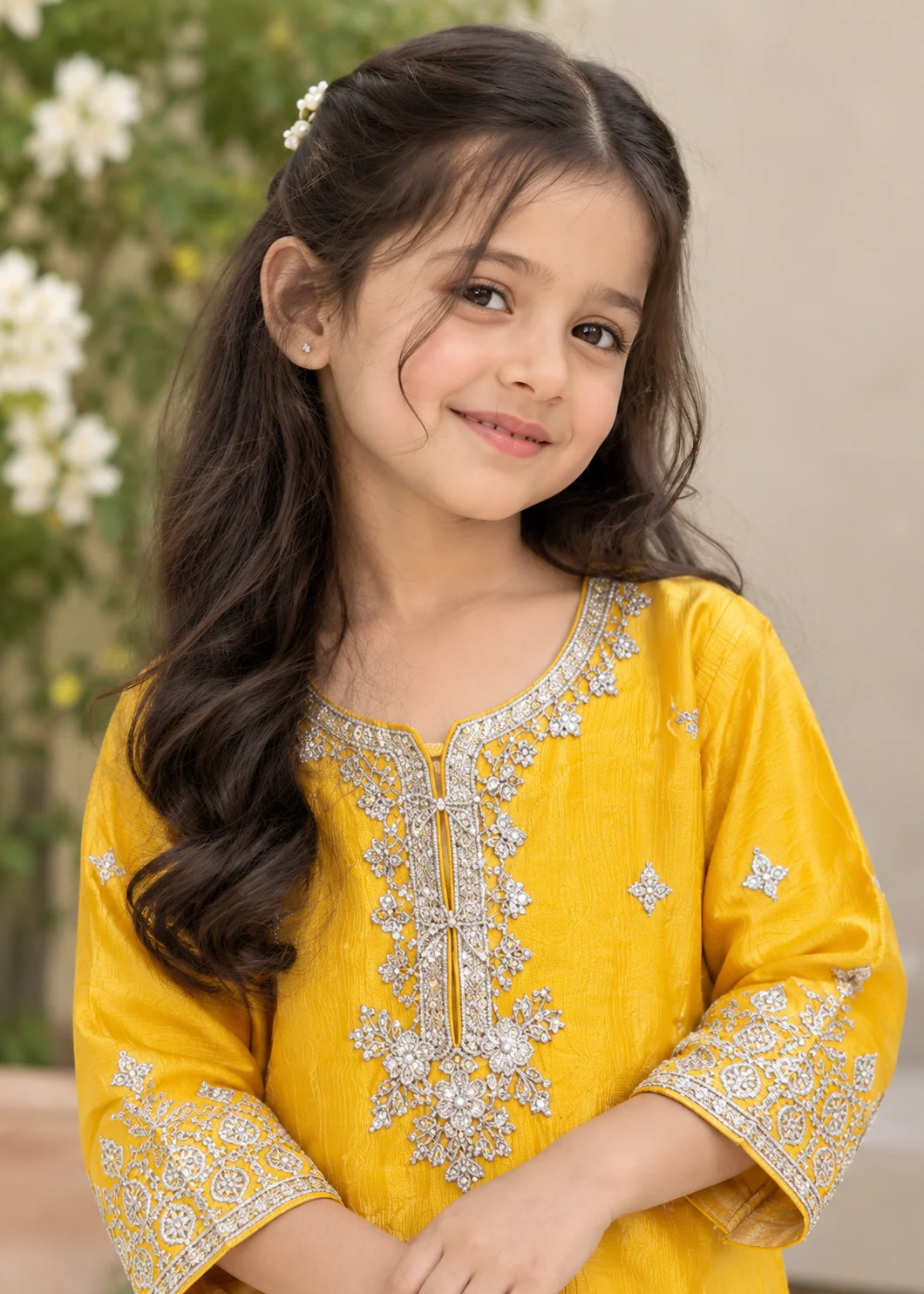 organza Kurta Set in Mustard - view 2
